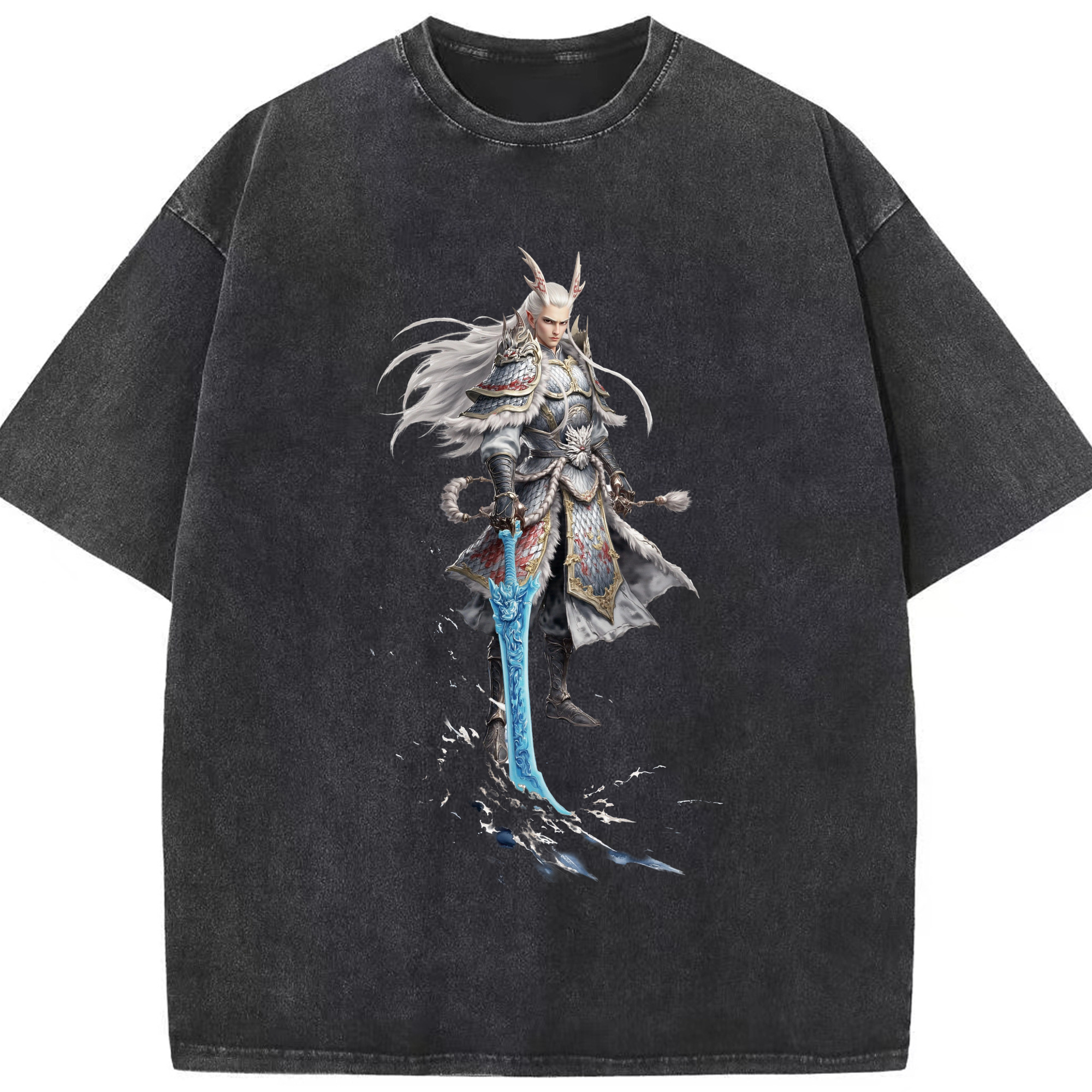 （画像用） Ne Zha 2 ナタ 魔童の大暴れ 綿100% ヴィンテージ風 半袖Tシャツ（フロントプリント）