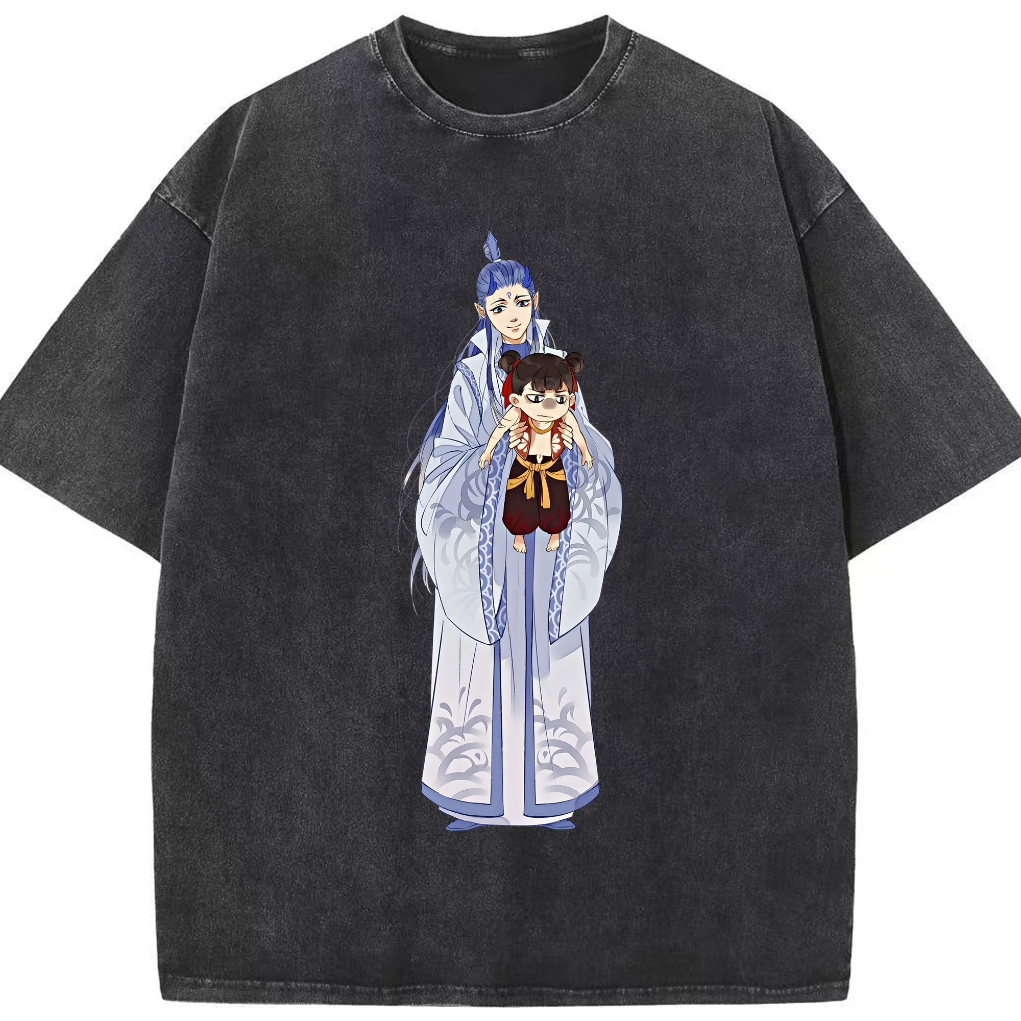 （画像用） Ne Zha 2 ナタ 魔童の大暴れ 綿100% ヴィンテージ風 半袖Tシャツ（フロントプリント）