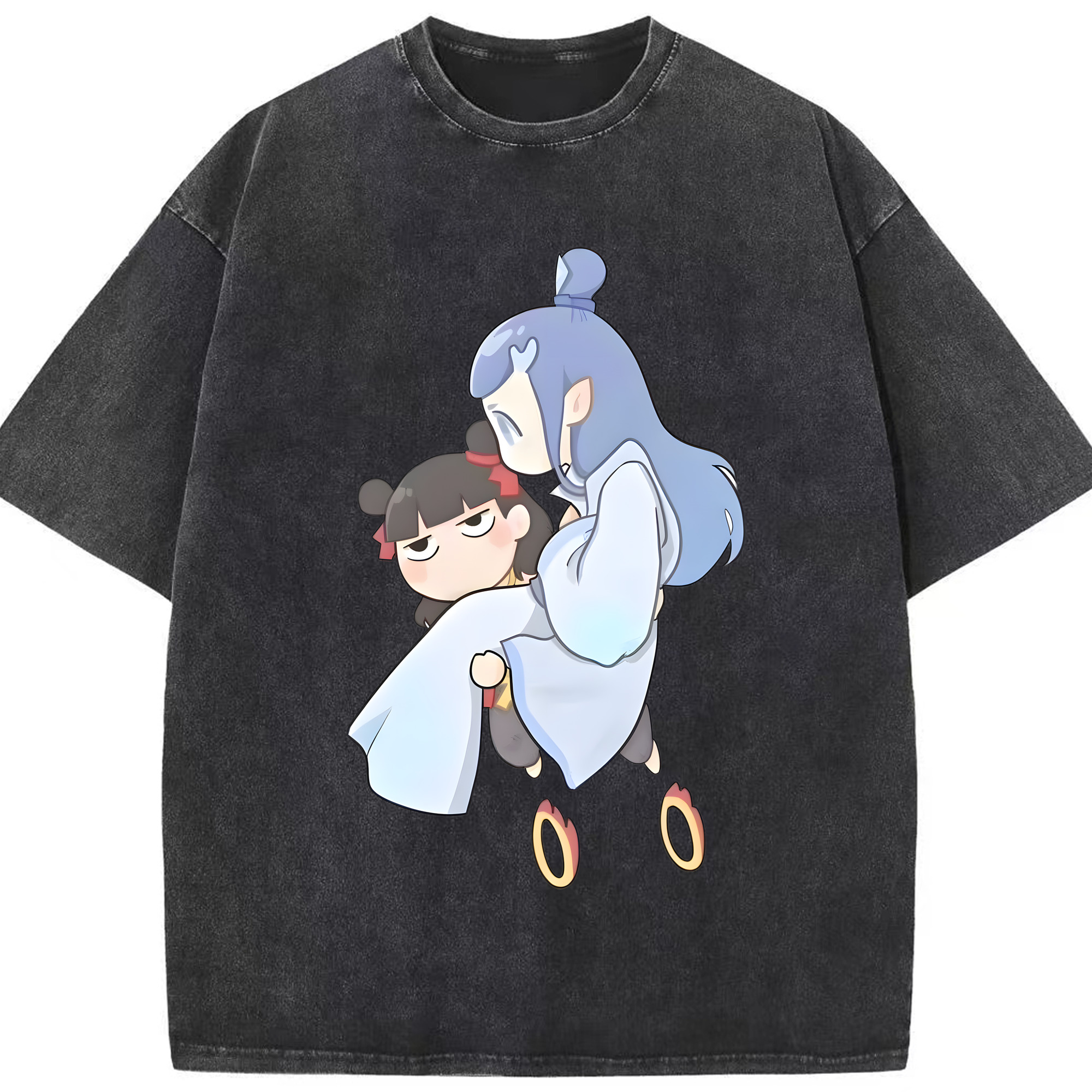 （画像用） Ne Zha 2 ナタ 魔童の大暴れ 綿100% ヴィンテージ風 半袖Tシャツ（フロントプリント）
