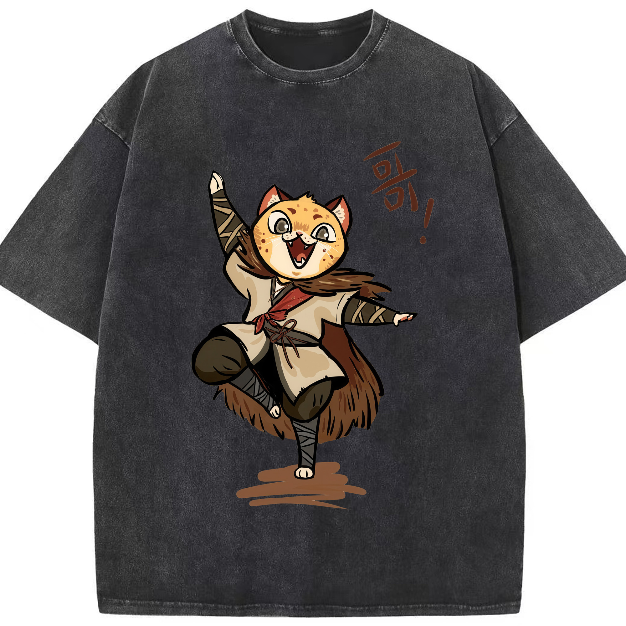 （画像用） Ne Zha 2 ナタ 魔童の大暴れ 綿100% ヴィンテージ風 半袖Tシャツ（フロントプリント）