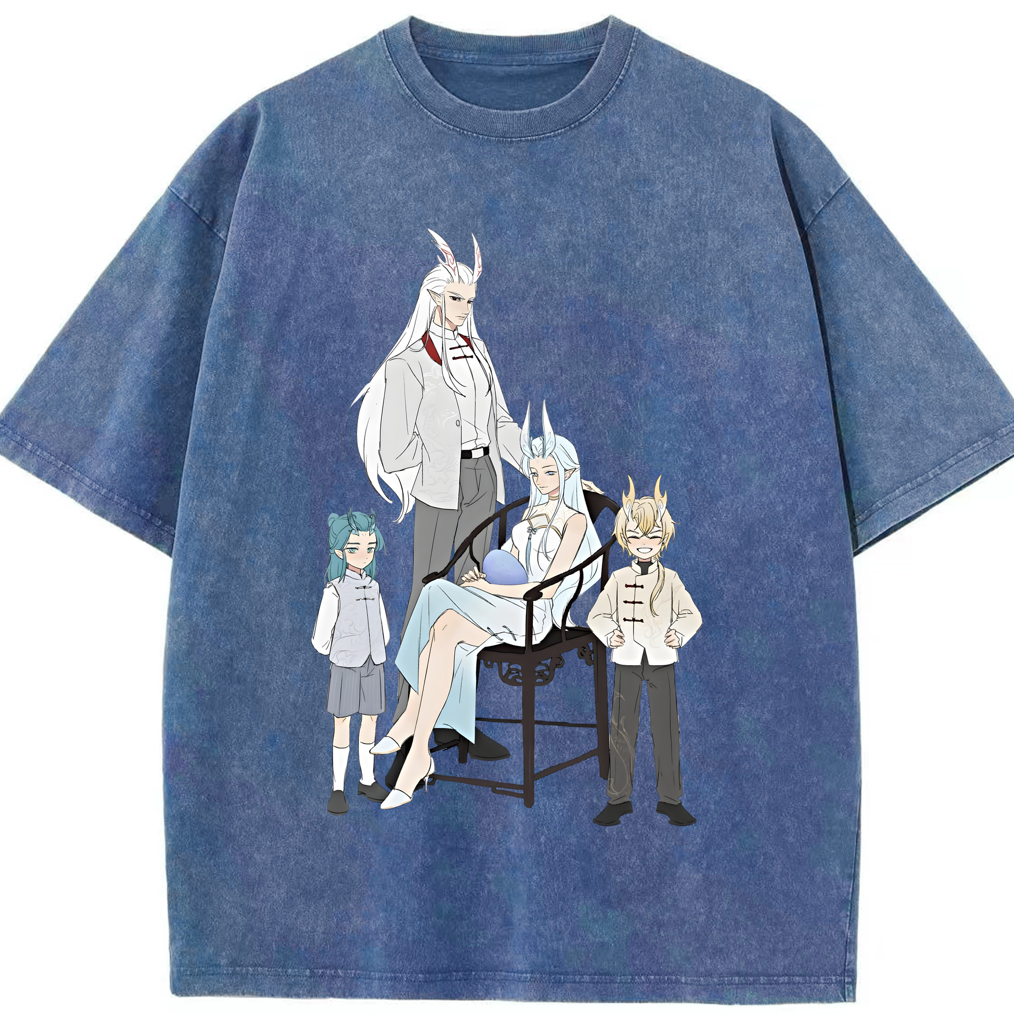 （画像用） Ne Zha 2 ナタ 魔童の大暴れ 綿100% ヴィンテージ風 半袖Tシャツ（フロントプリント）
