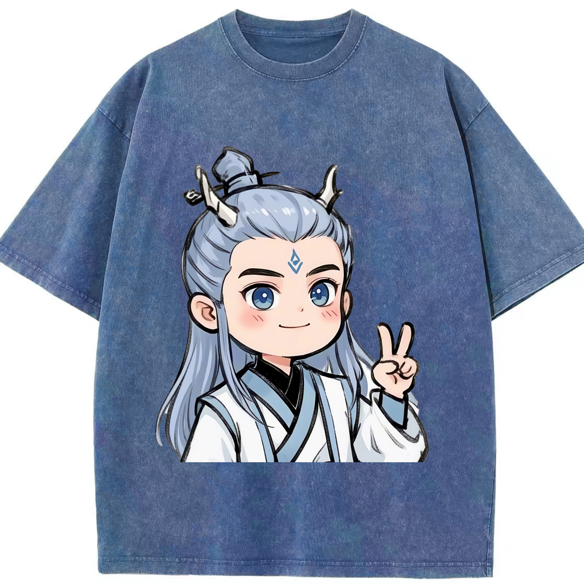 （画像用） Ne Zha 2 ナタ 魔童の大暴れ 綿100% ヴィンテージ風 半袖Tシャツ（フロントプリント）