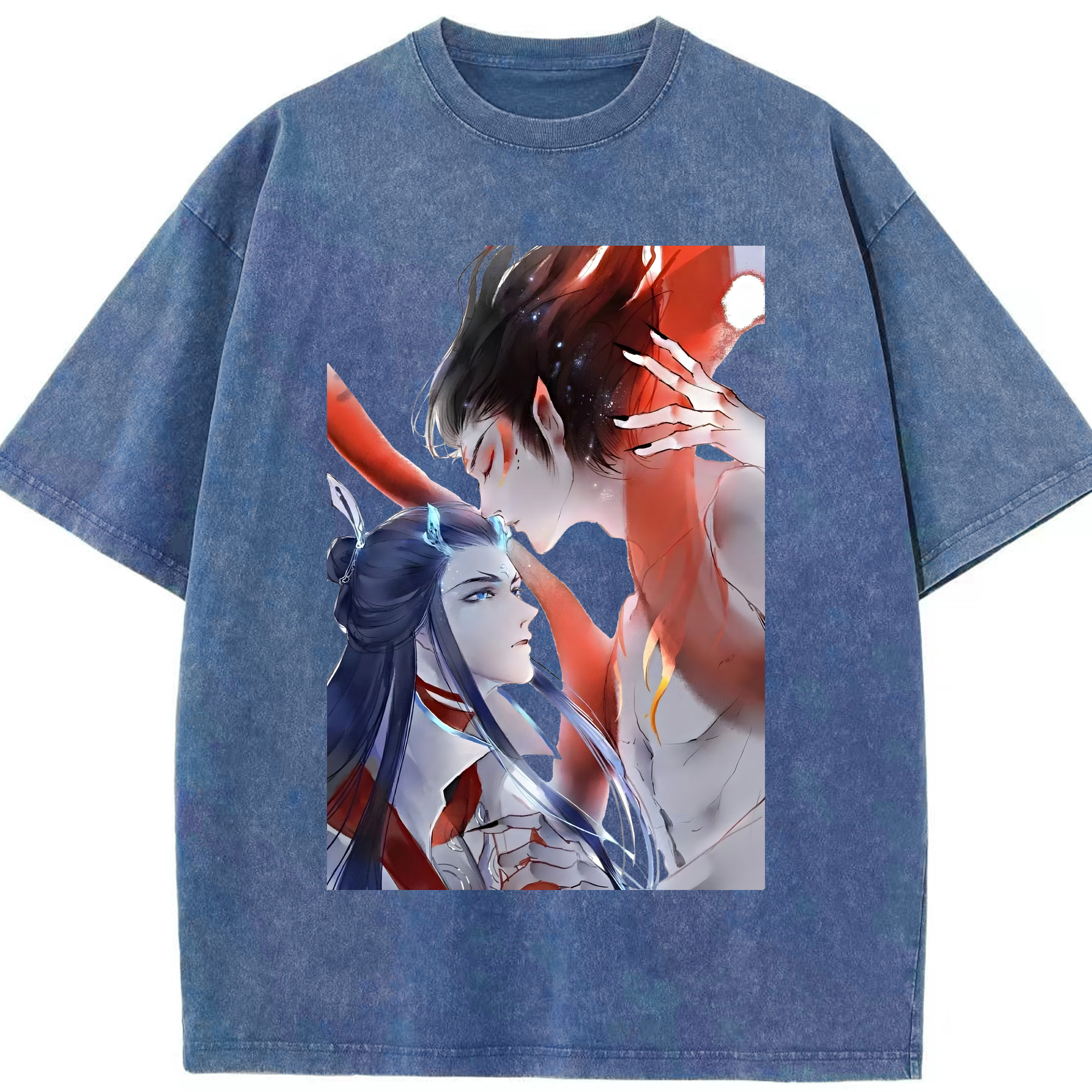 （画像用） Ne Zha 2 ナタ 魔童の大暴れ 綿100% ヴィンテージ風 半袖Tシャツ（フロントプリント）