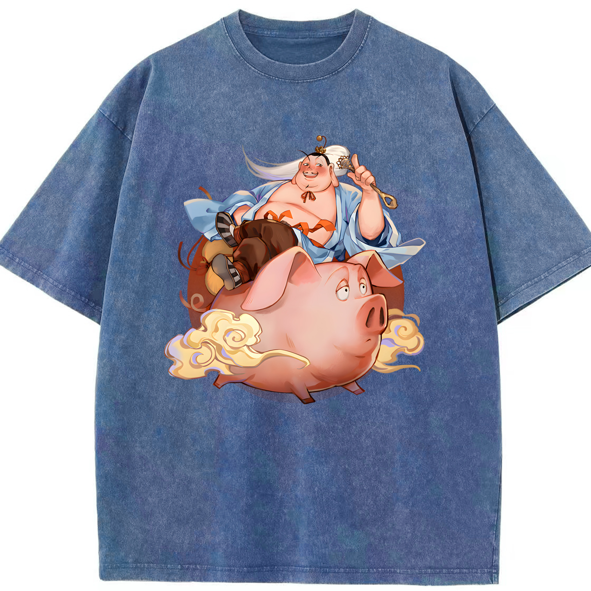 （画像用） Ne Zha 2 ナタ 魔童の大暴れ 綿100% ヴィンテージ風 半袖Tシャツ（フロントプリント）