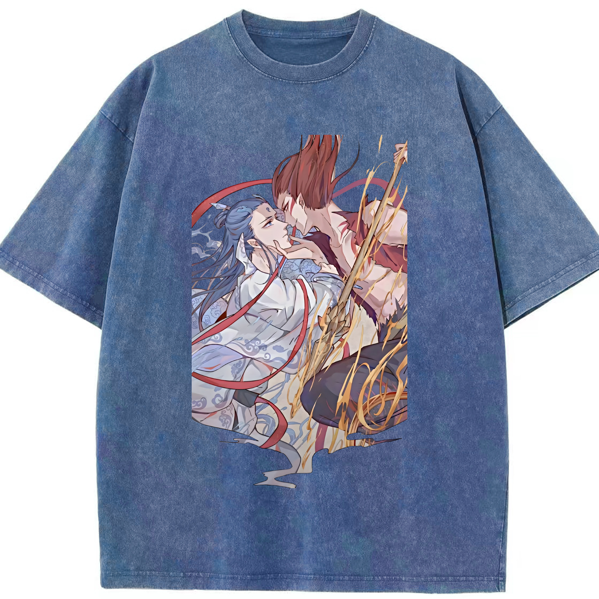 （画像用） Ne Zha 2 ナタ 魔童の大暴れ 綿100% ヴィンテージ風 半袖Tシャツ（フロントプリント）
