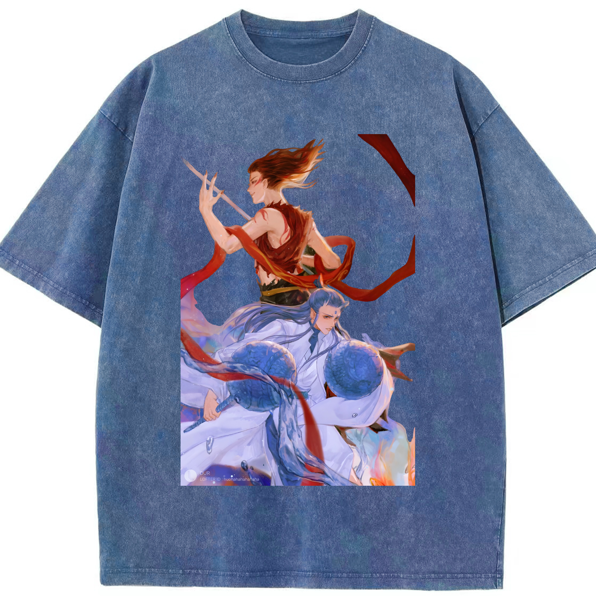 （画像用） Ne Zha 2 ナタ 魔童の大暴れ 綿100% ヴィンテージ風 半袖Tシャツ（フロントプリント）