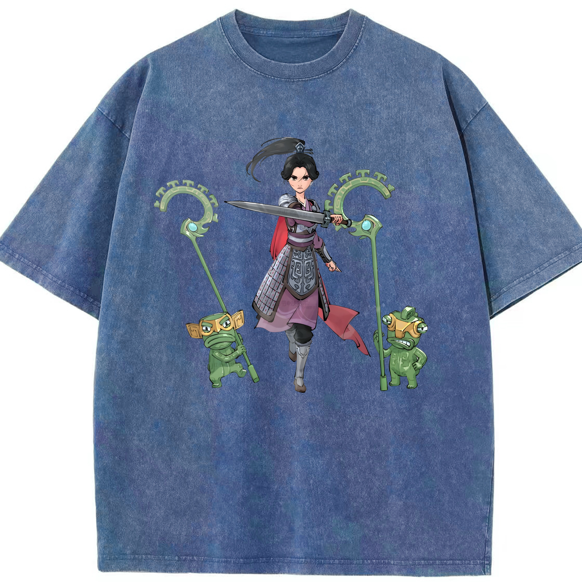 （画像用） Ne Zha 2 ナタ 魔童の大暴れ 綿100% ヴィンテージ風 半袖Tシャツ（フロントプリント）