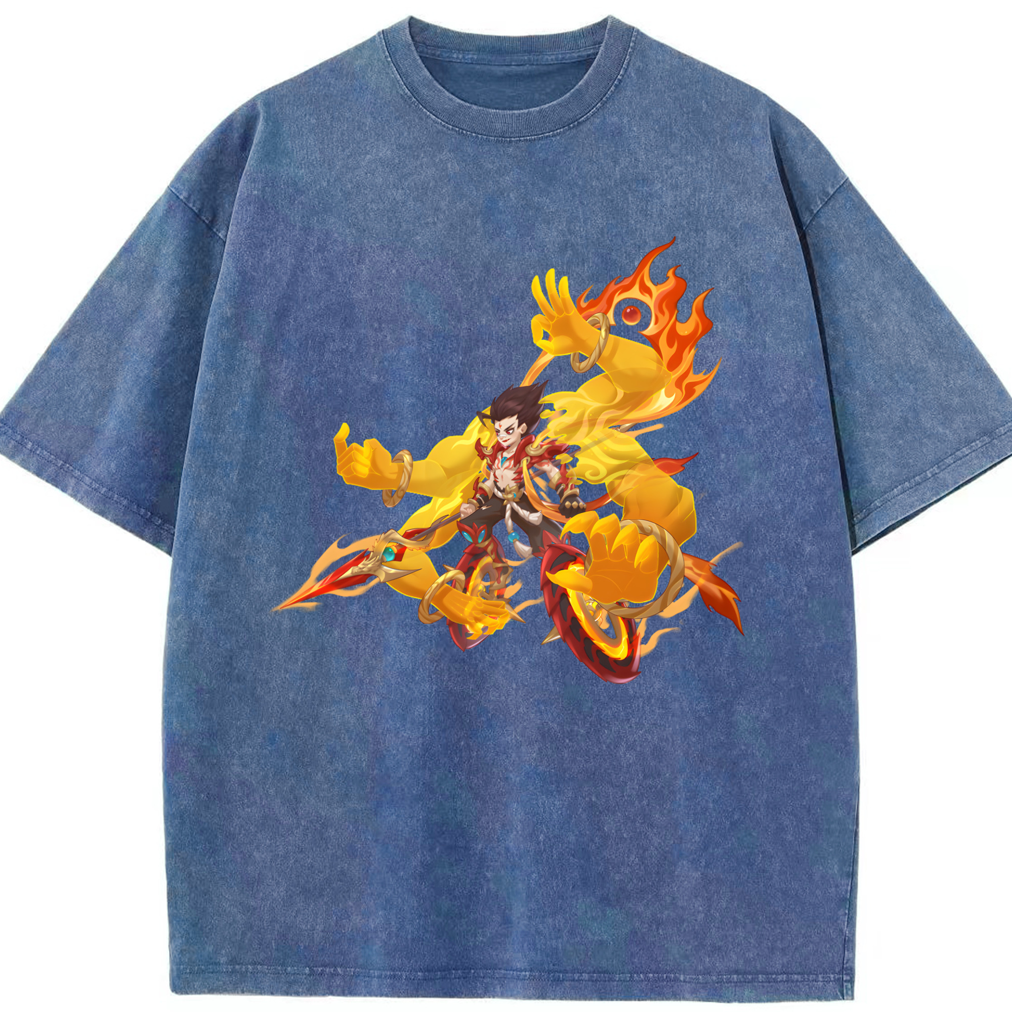 （画像用） Ne Zha 2 ナタ 魔童の大暴れ 綿100% ヴィンテージ風 半袖Tシャツ（フロントプリント）