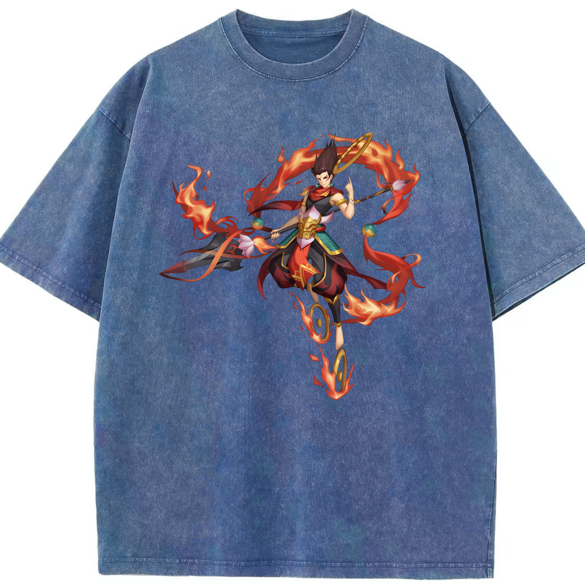 （画像用） Ne Zha 2 ナタ 魔童の大暴れ 綿100% ヴィンテージ風 半袖Tシャツ（フロントプリント）
