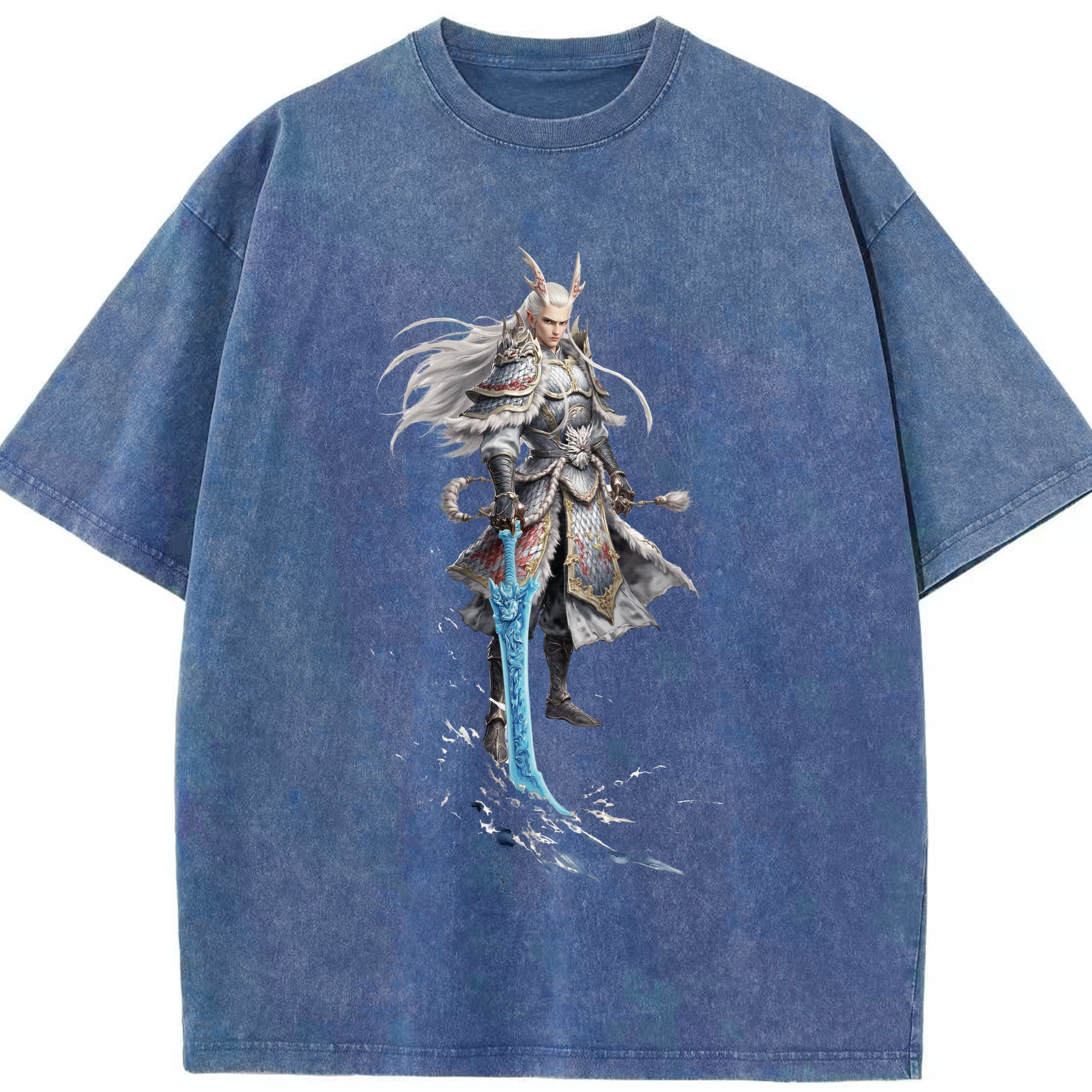 （画像用） Ne Zha 2 ナタ 魔童の大暴れ 綿100% ヴィンテージ風 半袖Tシャツ（フロントプリント）