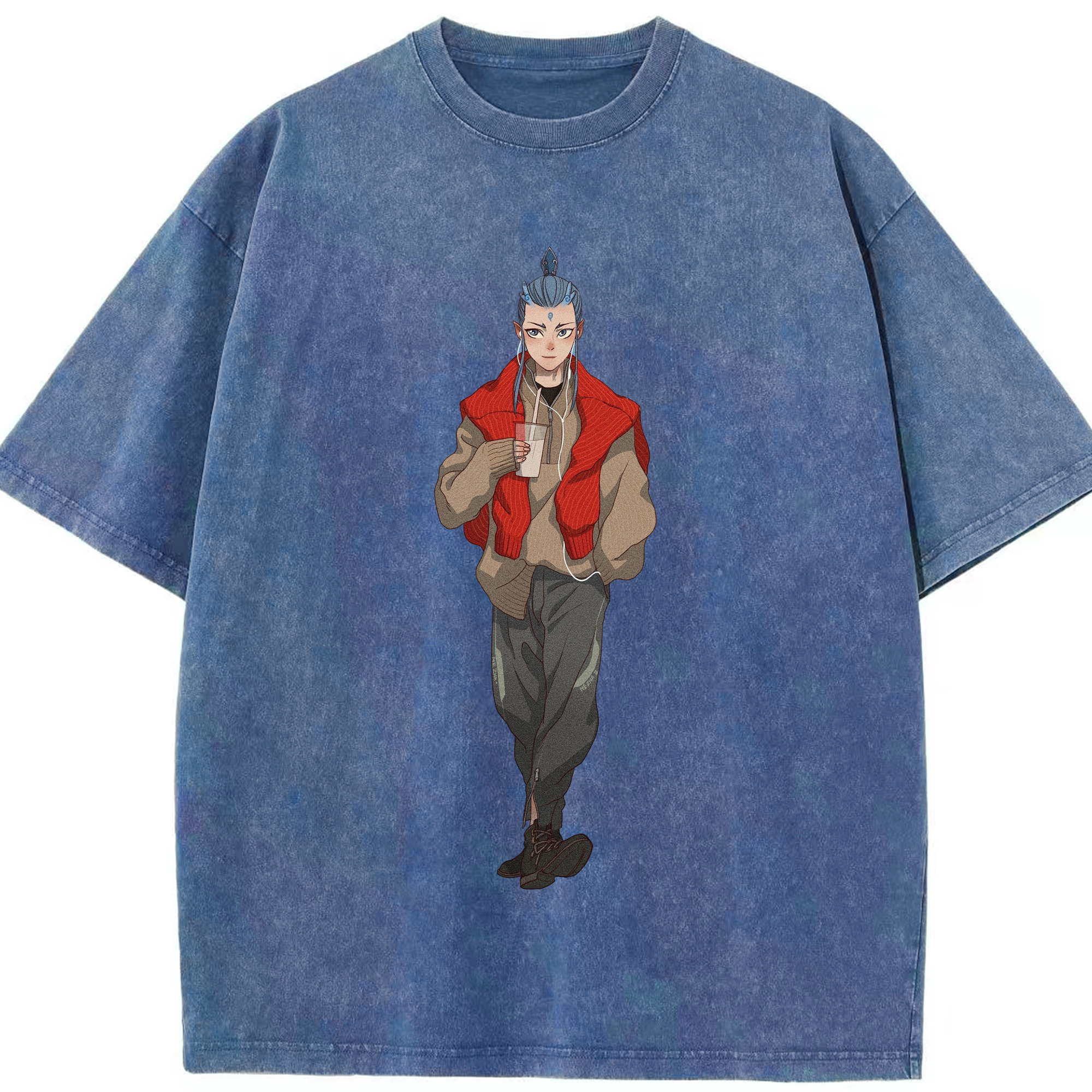（画像用） Ne Zha 2 ナタ 魔童の大暴れ 綿100% ヴィンテージ風 半袖Tシャツ（フロントプリント）