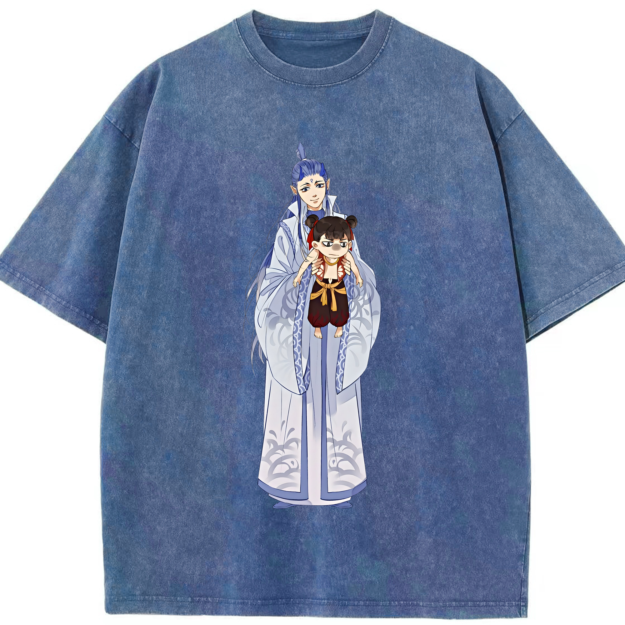 （画像用） Ne Zha 2 ナタ 魔童の大暴れ 綿100% ヴィンテージ風 半袖Tシャツ（フロントプリント）