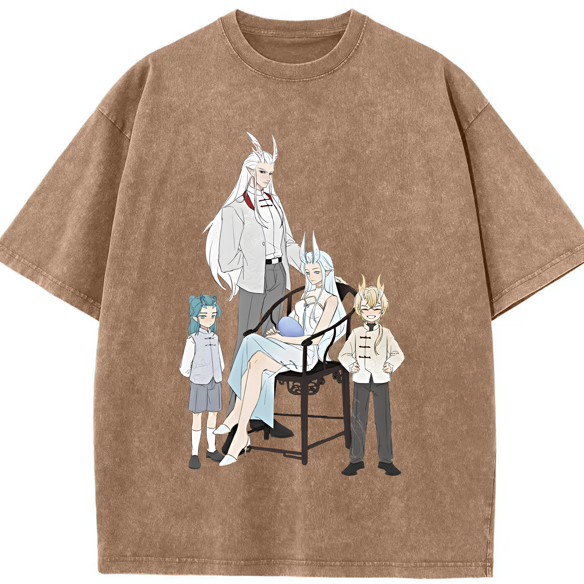 （画像用） Ne Zha 2 ナタ 魔童の大暴れ 綿100% ヴィンテージ風 半袖Tシャツ（フロントプリント）