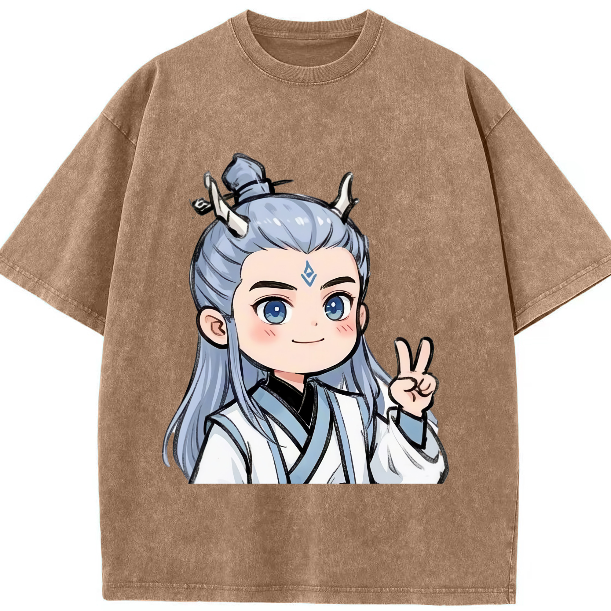 （画像用） Ne Zha 2 ナタ 魔童の大暴れ 綿100% ヴィンテージ風 半袖Tシャツ（フロントプリント）