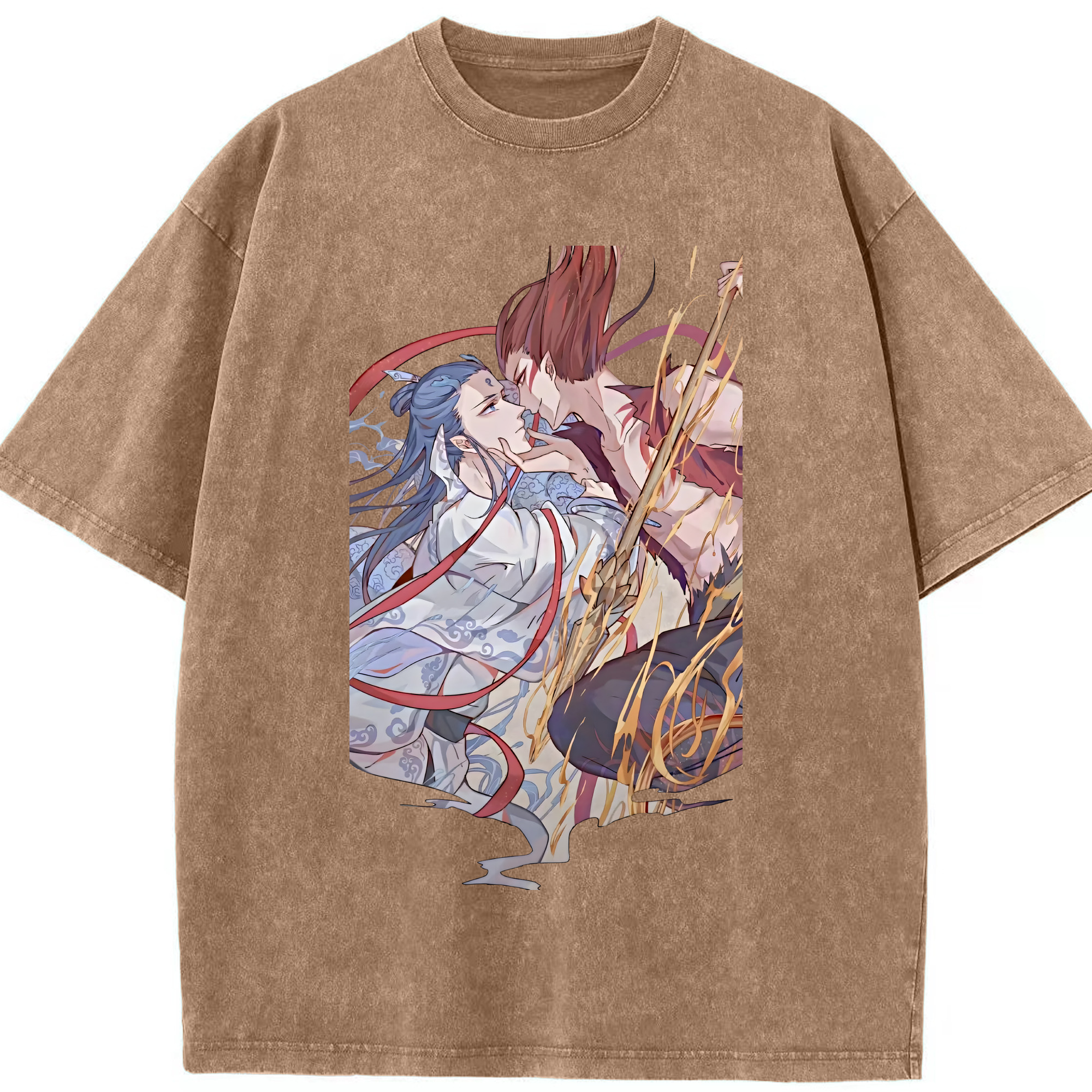 （画像用） Ne Zha 2 ナタ 魔童の大暴れ 綿100% ヴィンテージ風 半袖Tシャツ（フロントプリント）