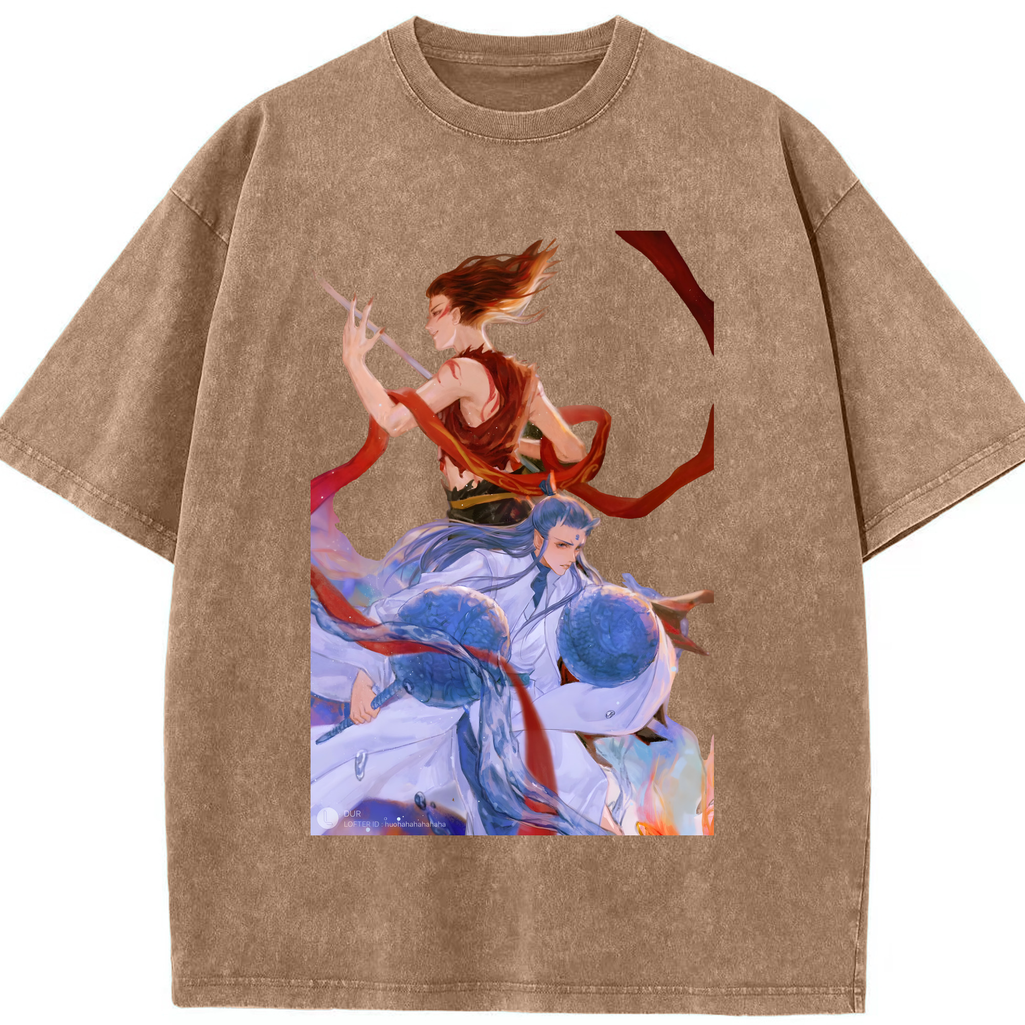 （画像用） Ne Zha 2 ナタ 魔童の大暴れ 綿100% ヴィンテージ風 半袖Tシャツ（フロントプリント）