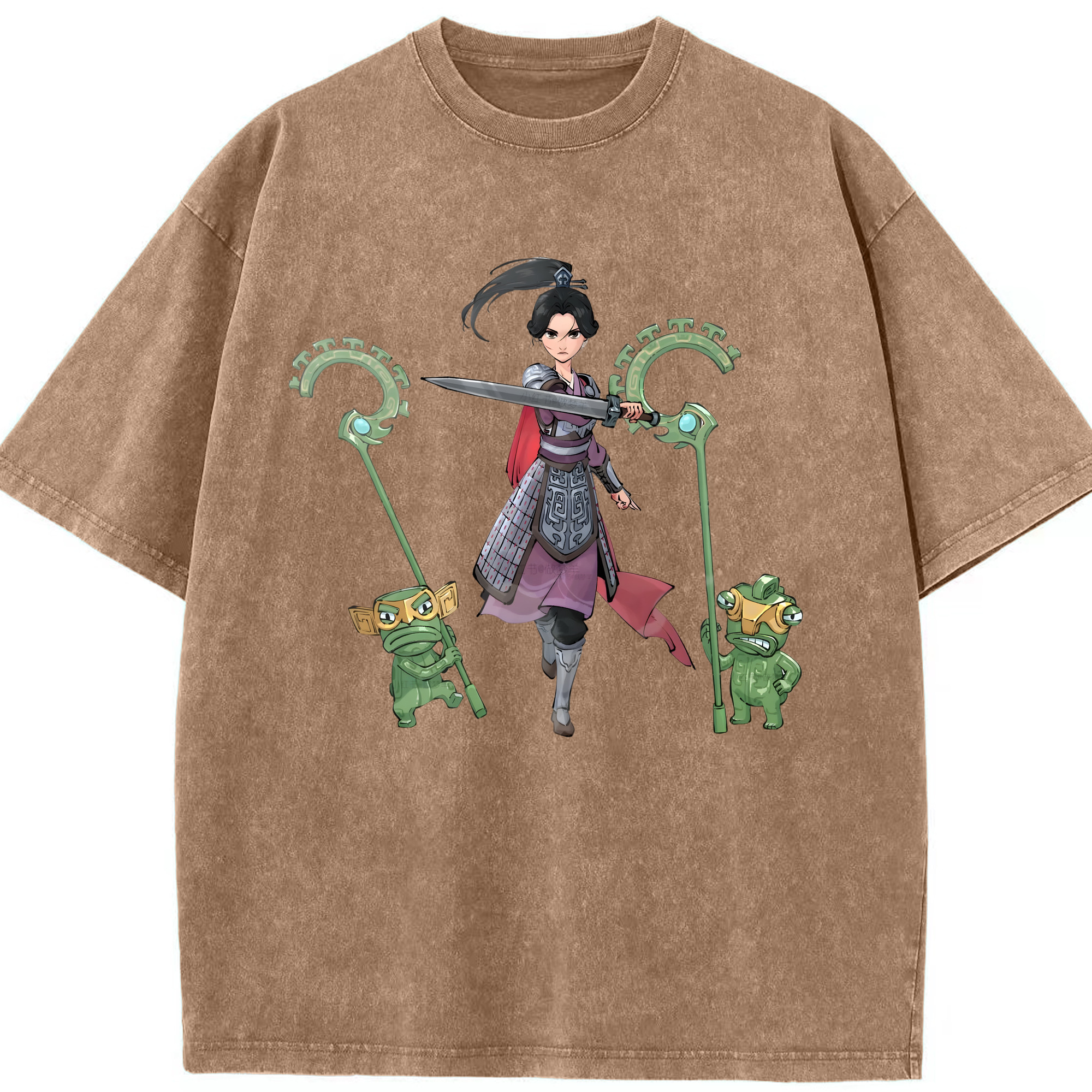 （画像用） Ne Zha 2 ナタ 魔童の大暴れ 綿100% ヴィンテージ風 半袖Tシャツ（フロントプリント）