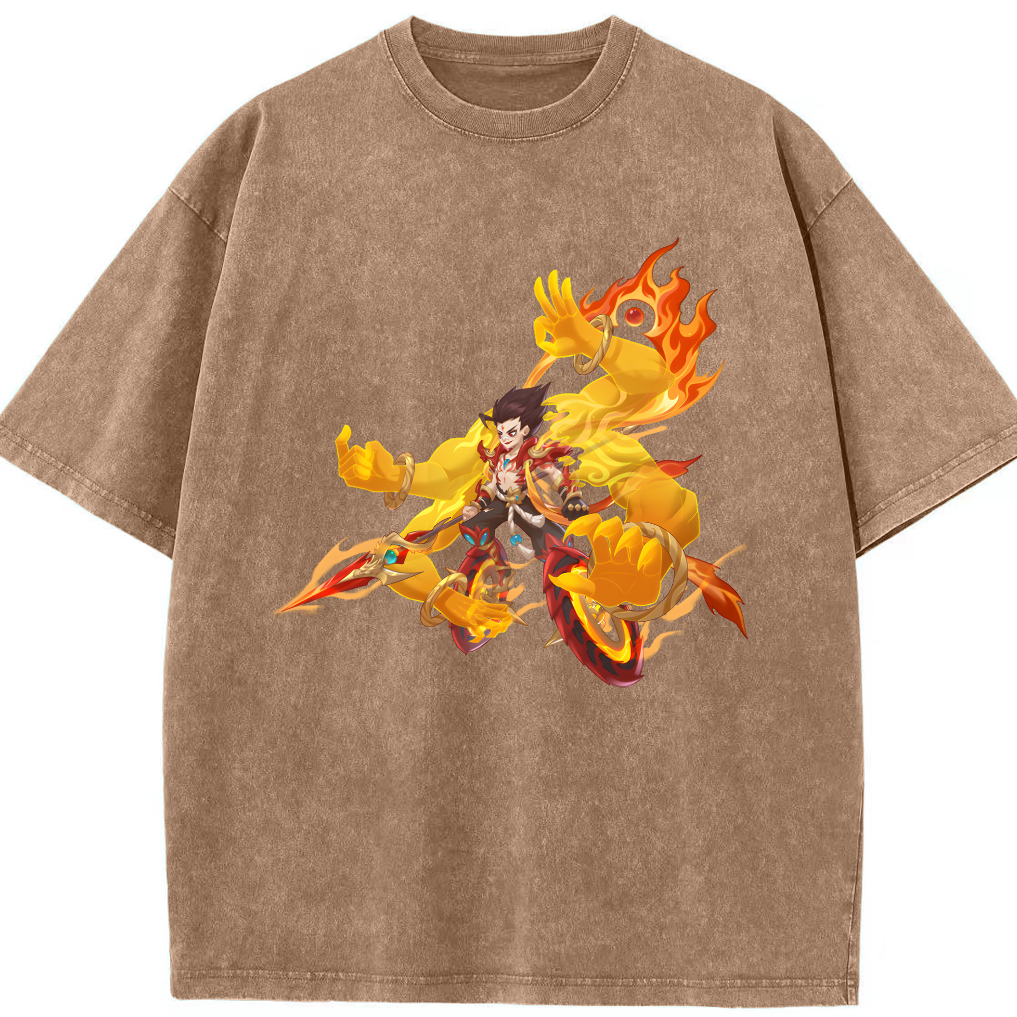 （画像用） Ne Zha 2 ナタ 魔童の大暴れ 綿100% ヴィンテージ風 半袖Tシャツ（フロントプリント）