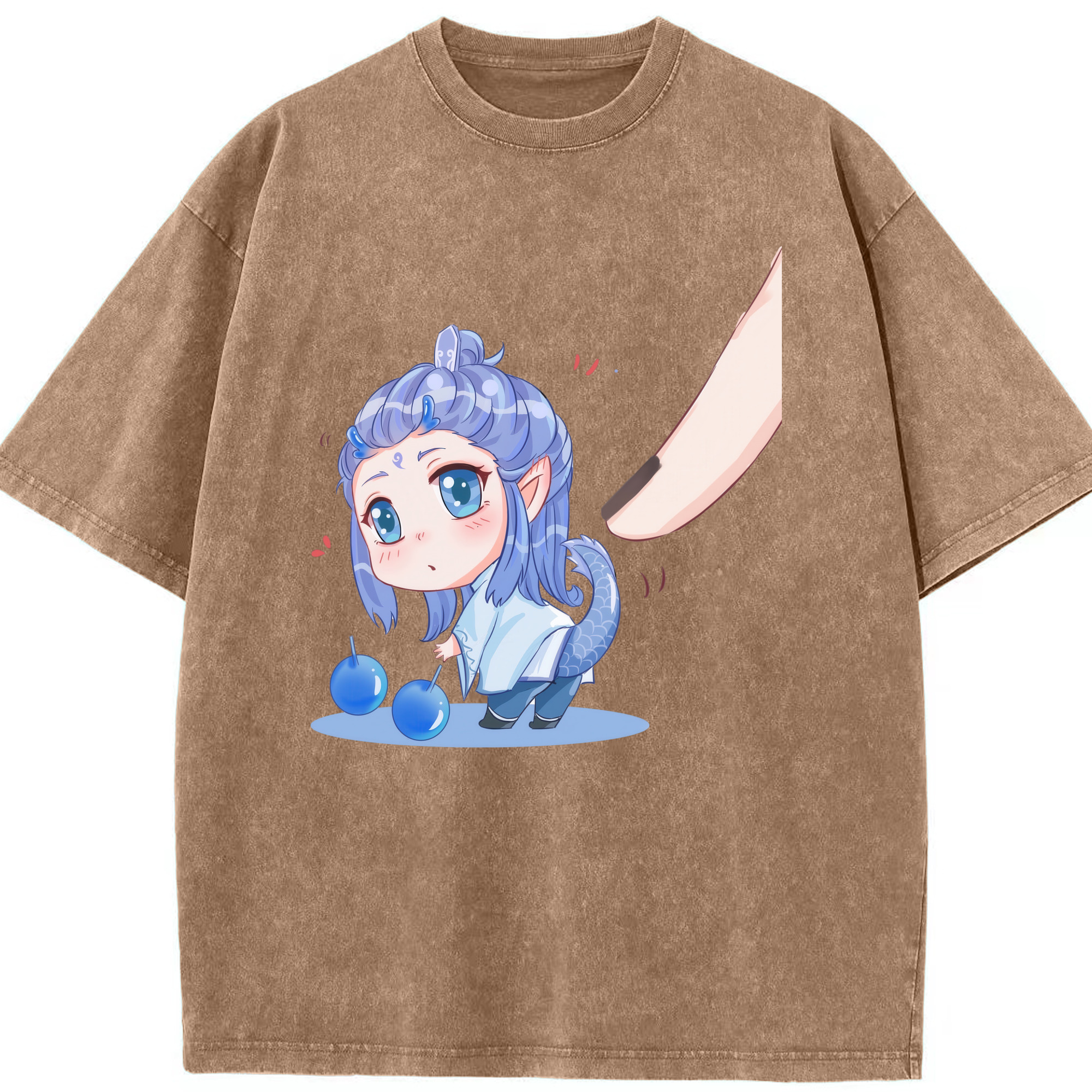 （画像用） Ne Zha 2 ナタ 魔童の大暴れ 綿100% ヴィンテージ風 半袖Tシャツ（フロントプリント）