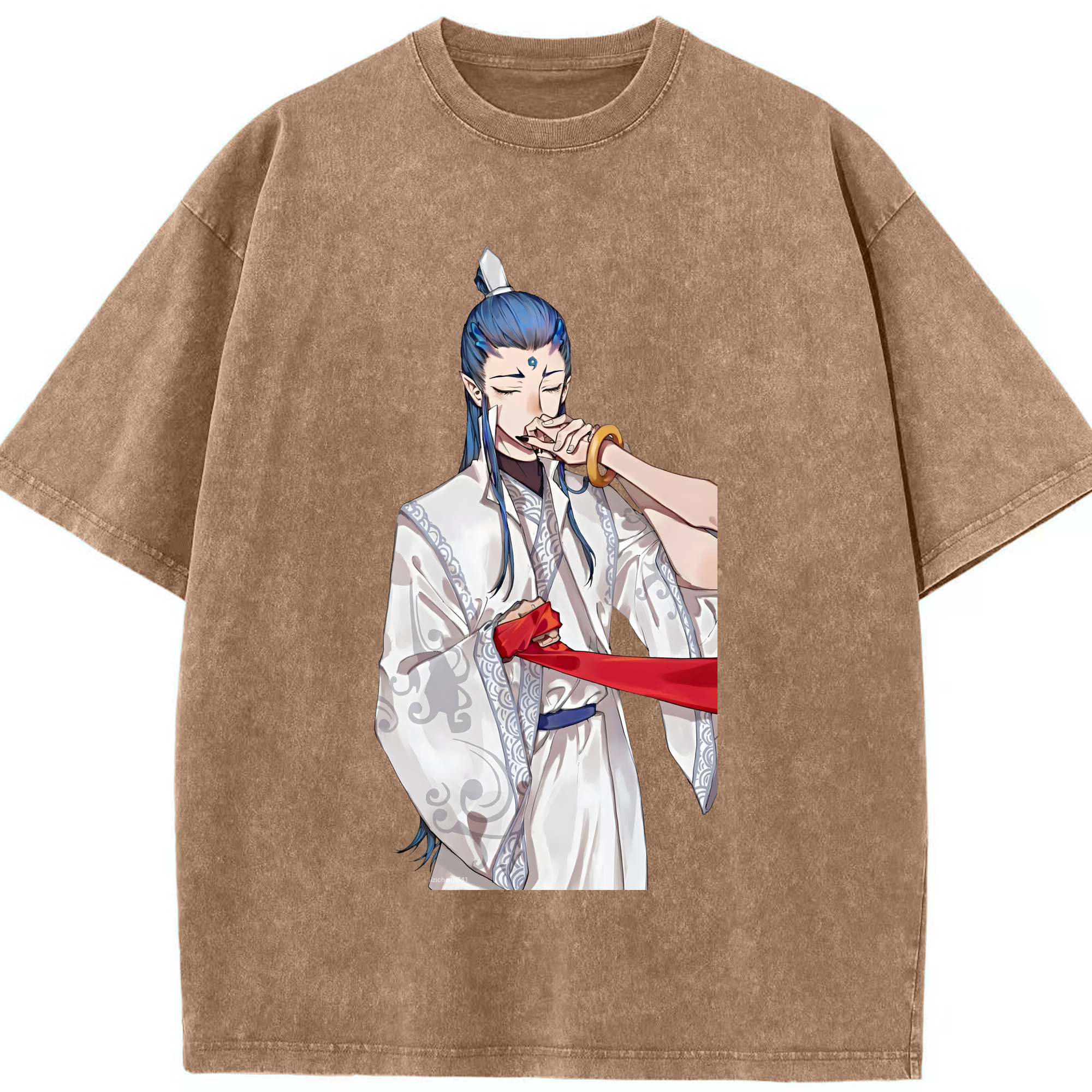 （画像用） Ne Zha 2 ナタ 魔童の大暴れ 綿100% ヴィンテージ風 半袖Tシャツ（フロントプリント）