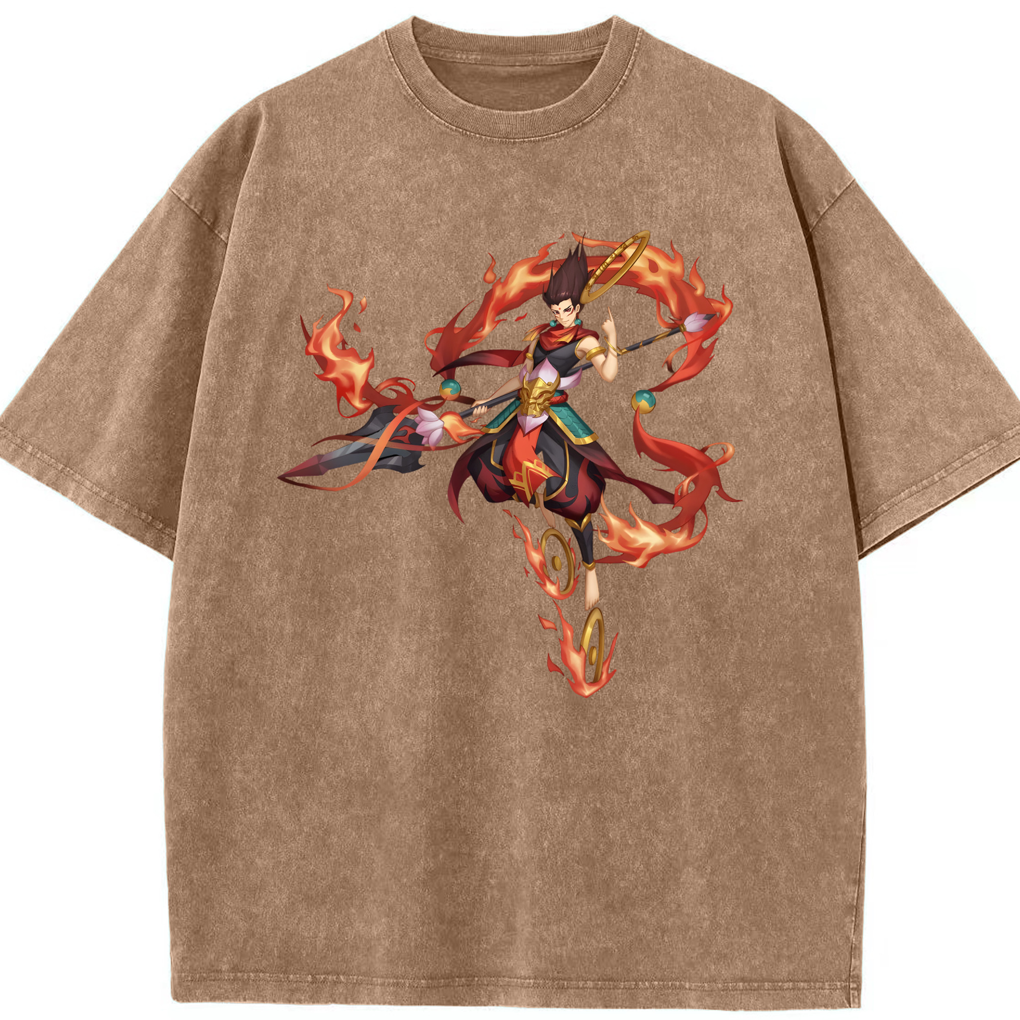 （画像用） Ne Zha 2 ナタ 魔童の大暴れ 綿100% ヴィンテージ風 半袖Tシャツ（フロントプリント）