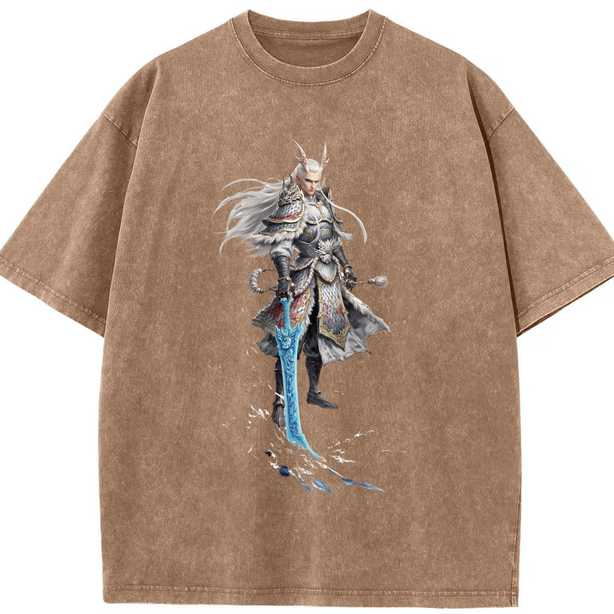 （画像用） Ne Zha 2 ナタ 魔童の大暴れ 綿100% ヴィンテージ風 半袖Tシャツ（フロントプリント）