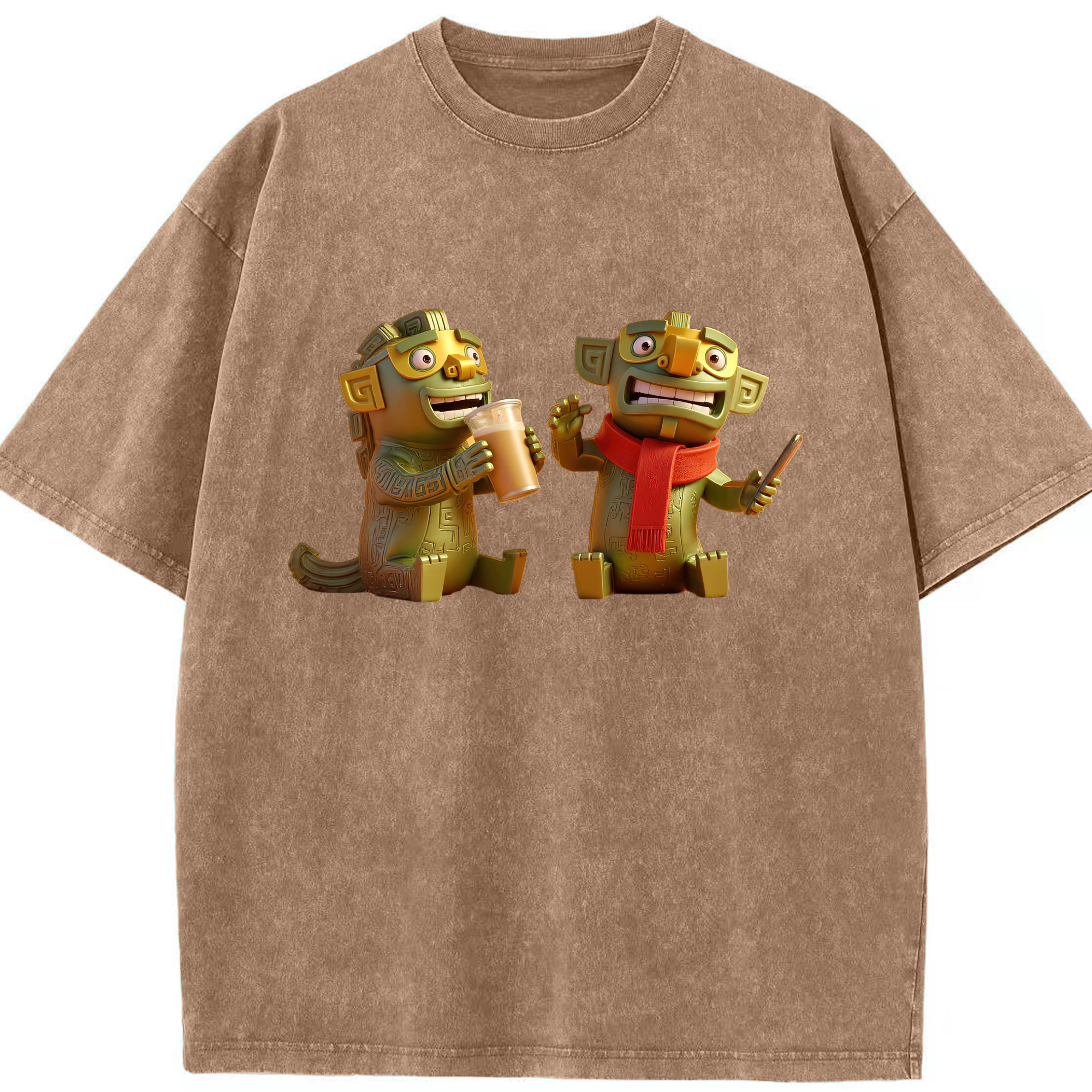 （画像用） Ne Zha 2 ナタ 魔童の大暴れ 綿100% ヴィンテージ風 半袖Tシャツ（フロントプリント）
