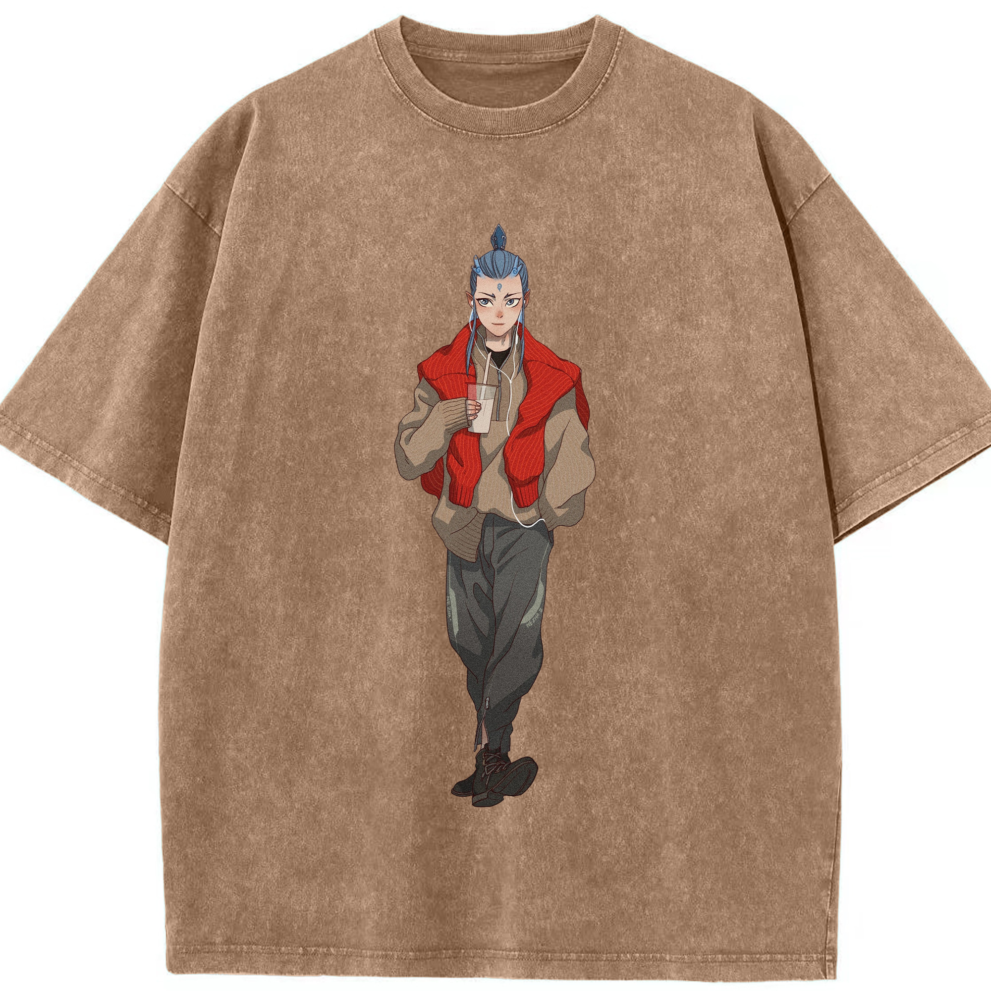 （画像用） Ne Zha 2 ナタ 魔童の大暴れ 綿100% ヴィンテージ風 半袖Tシャツ（フロントプリント）