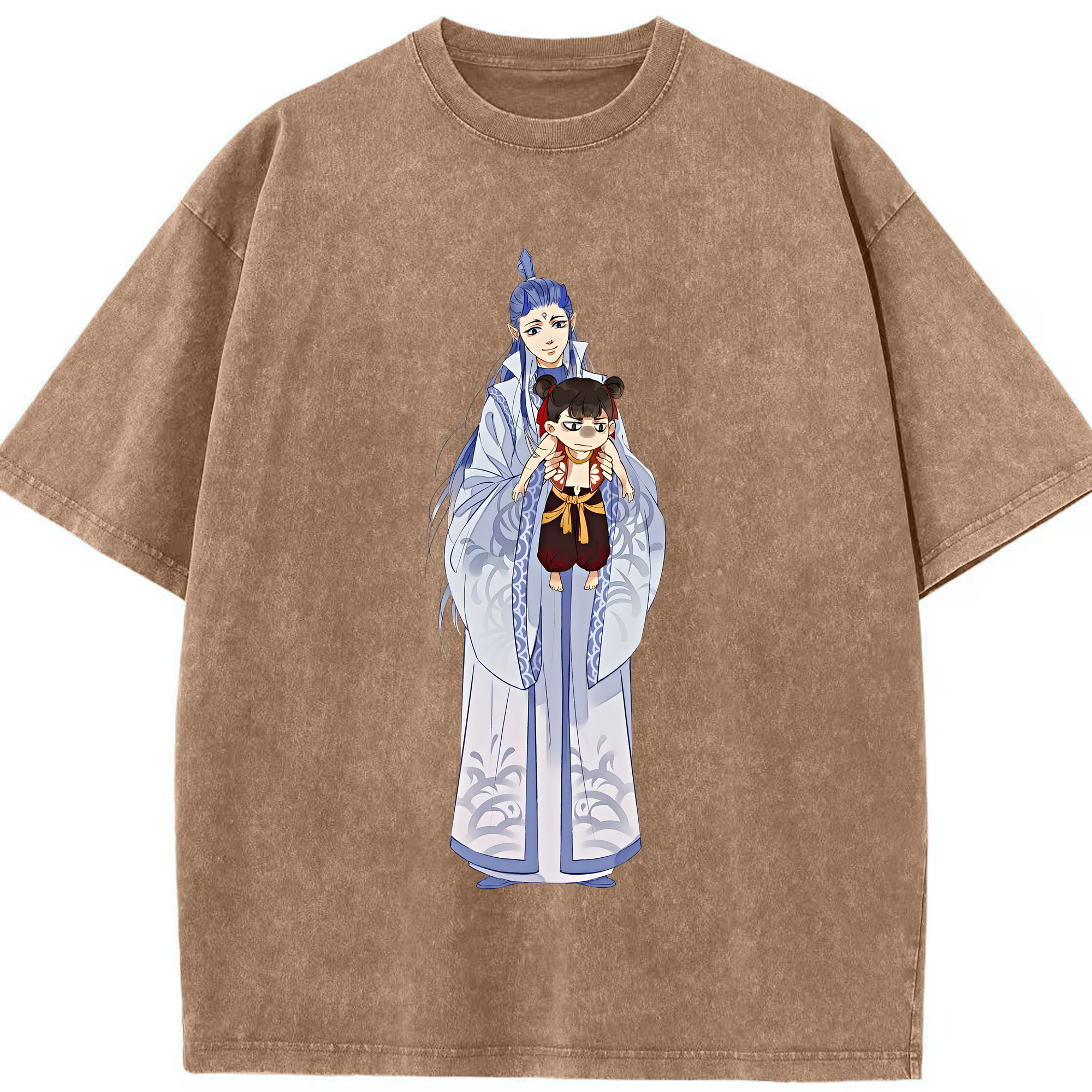（画像用） Ne Zha 2 ナタ 魔童の大暴れ 綿100% ヴィンテージ風 半袖Tシャツ（フロントプリント）