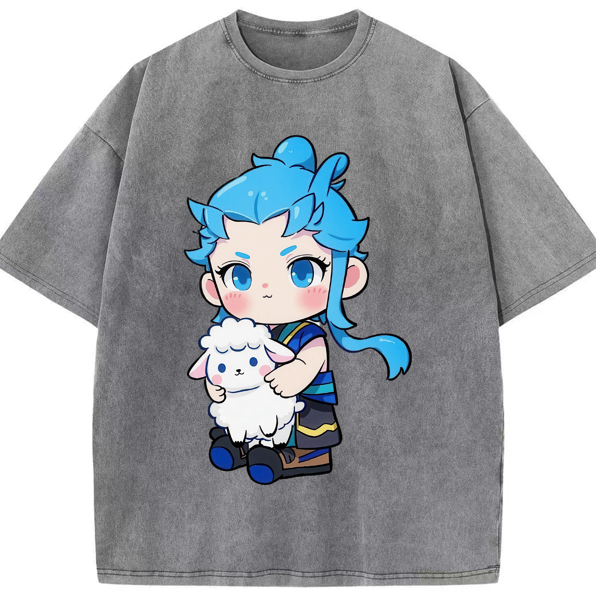 （画像用） Ne Zha 2 ナタ 魔童の大暴れ 綿100% ヴィンテージ風 半袖Tシャツ（フロントプリント）