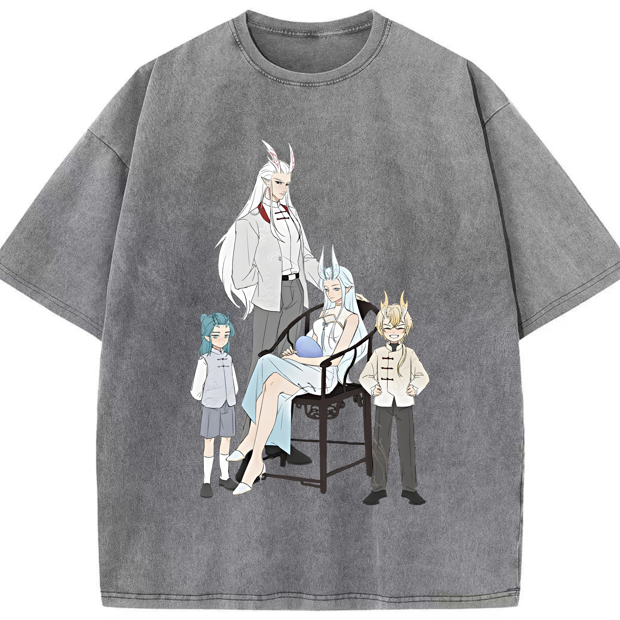 （画像用） Ne Zha 2 ナタ 魔童の大暴れ 綿100% ヴィンテージ風 半袖Tシャツ（フロントプリント）