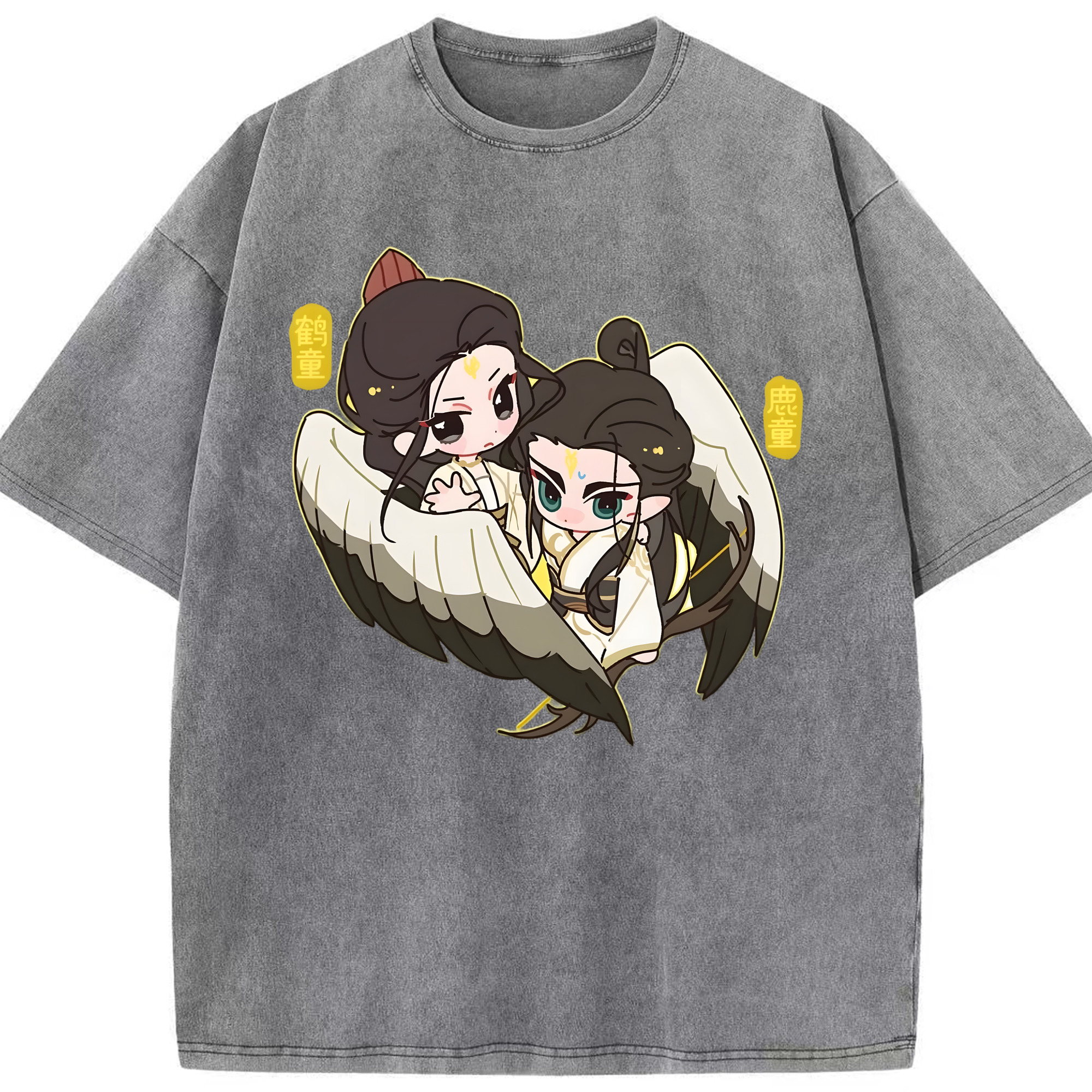 （画像用） Ne Zha 2 ナタ 魔童の大暴れ 綿100% ヴィンテージ風 半袖Tシャツ（フロントプリント）