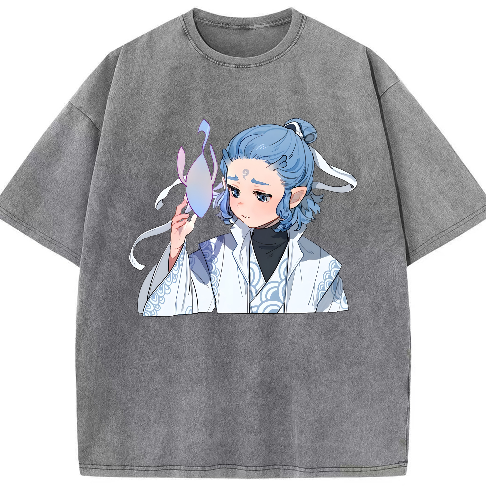 （画像用） Ne Zha 2 ナタ 魔童の大暴れ 綿100% ヴィンテージ風 半袖Tシャツ（フロントプリント）