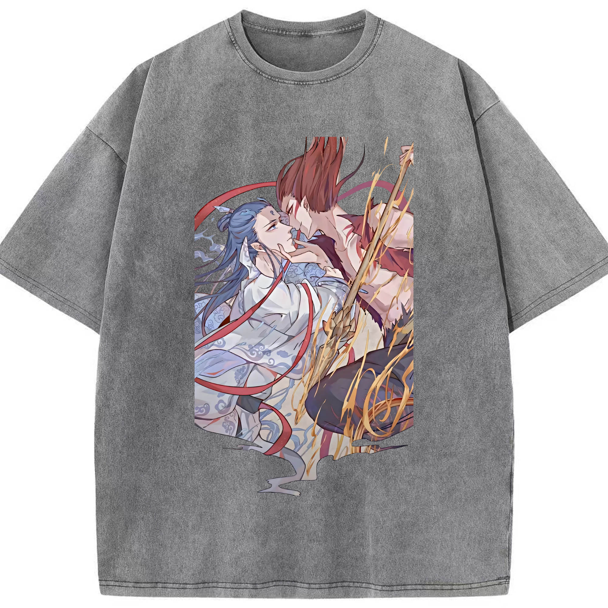 （画像用） Ne Zha 2 ナタ 魔童の大暴れ 綿100% ヴィンテージ風 半袖Tシャツ（フロントプリント）