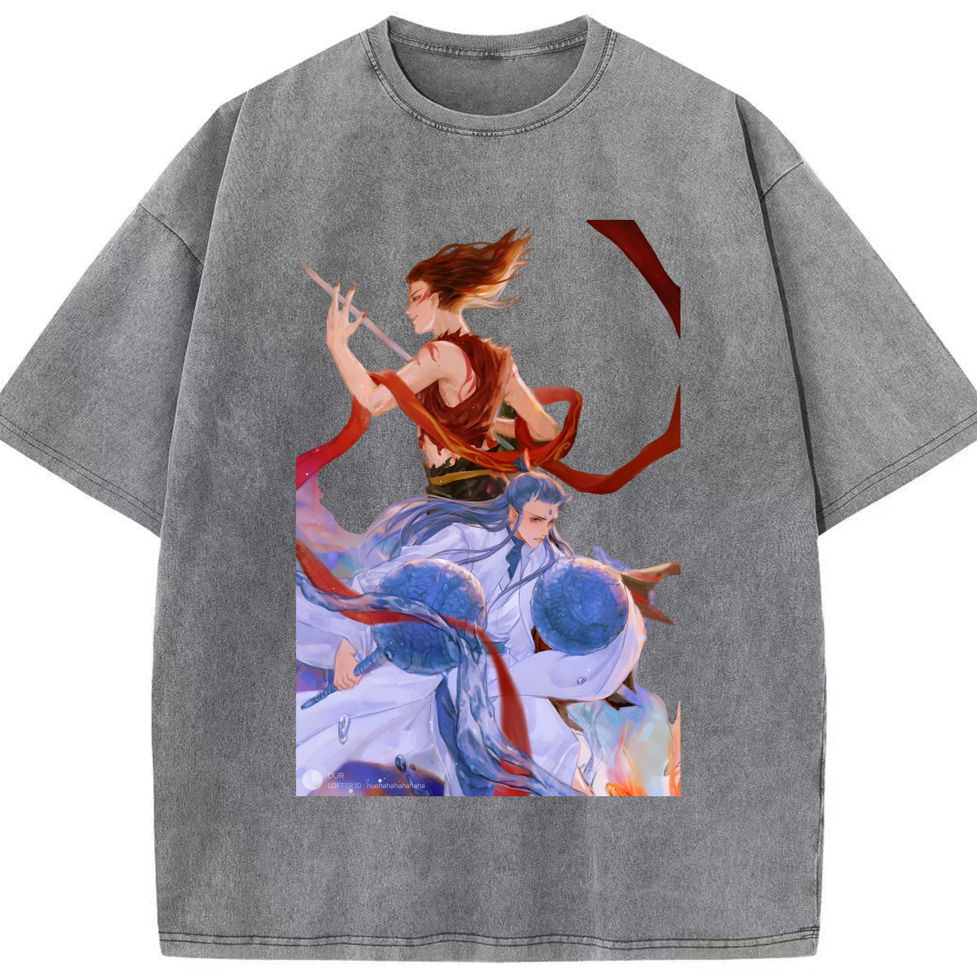 （画像用） Ne Zha 2 ナタ 魔童の大暴れ 綿100% ヴィンテージ風 半袖Tシャツ（フロントプリント）
