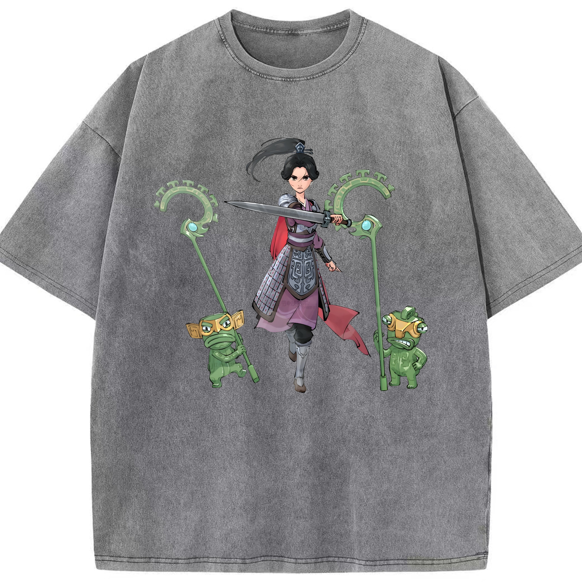 （画像用） Ne Zha 2 ナタ 魔童の大暴れ 綿100% ヴィンテージ風 半袖Tシャツ（フロントプリント）