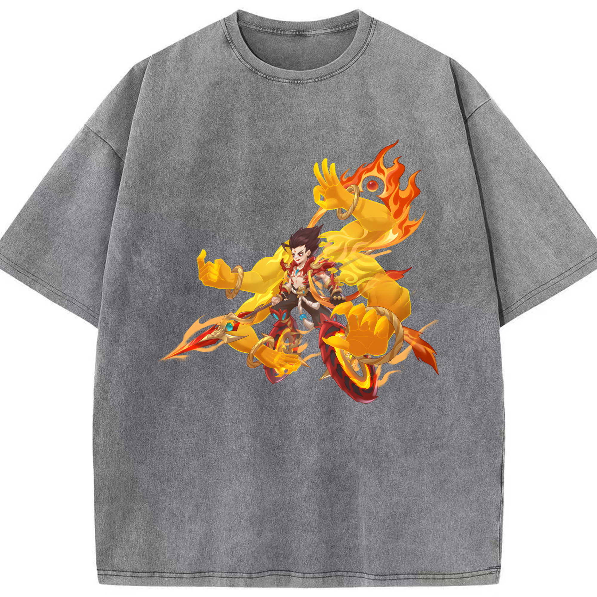 （画像用） Ne Zha 2 ナタ 魔童の大暴れ 綿100% ヴィンテージ風 半袖Tシャツ（フロントプリント）