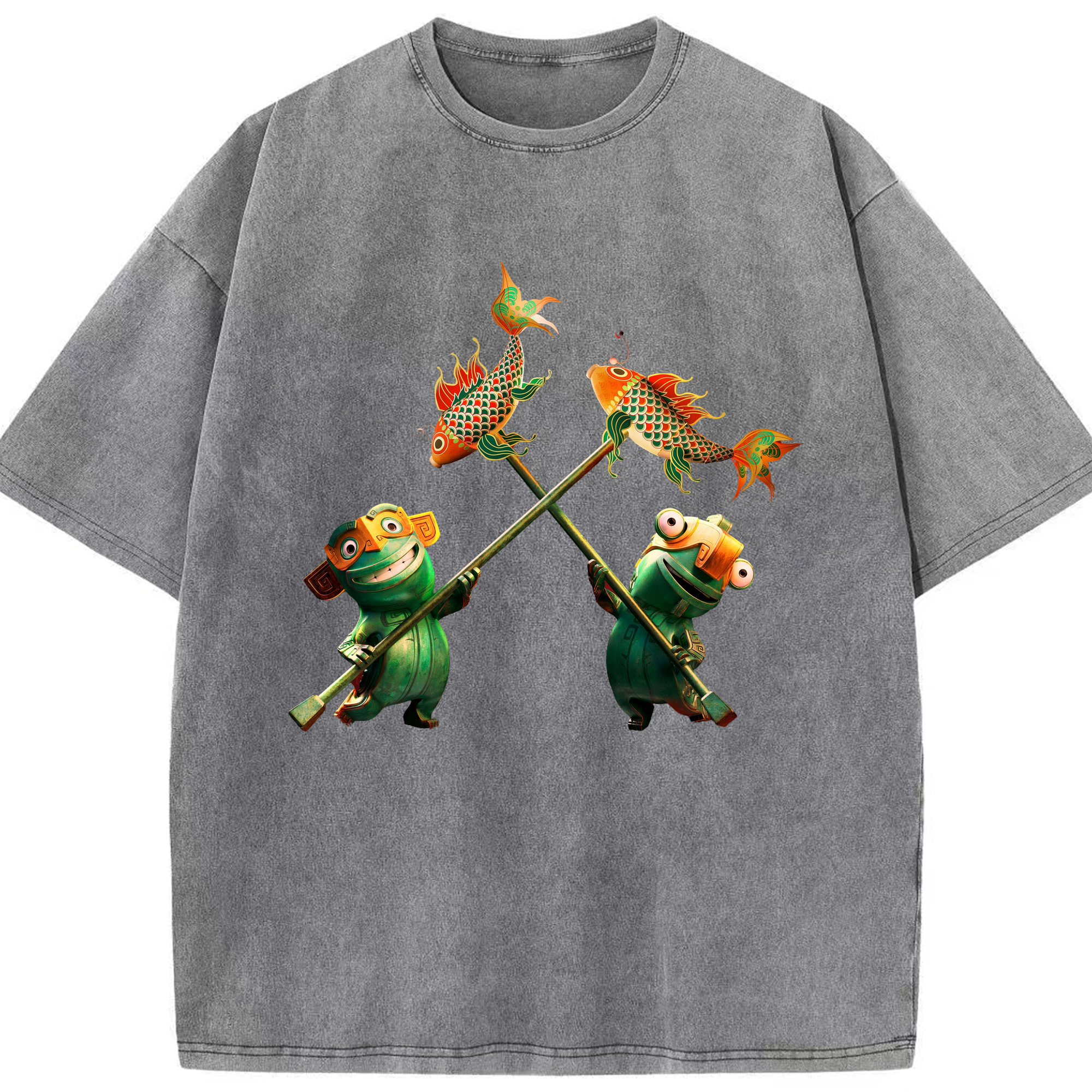 （画像用） Ne Zha 2 ナタ 魔童の大暴れ 綿100% ヴィンテージ風 半袖Tシャツ（フロントプリント）