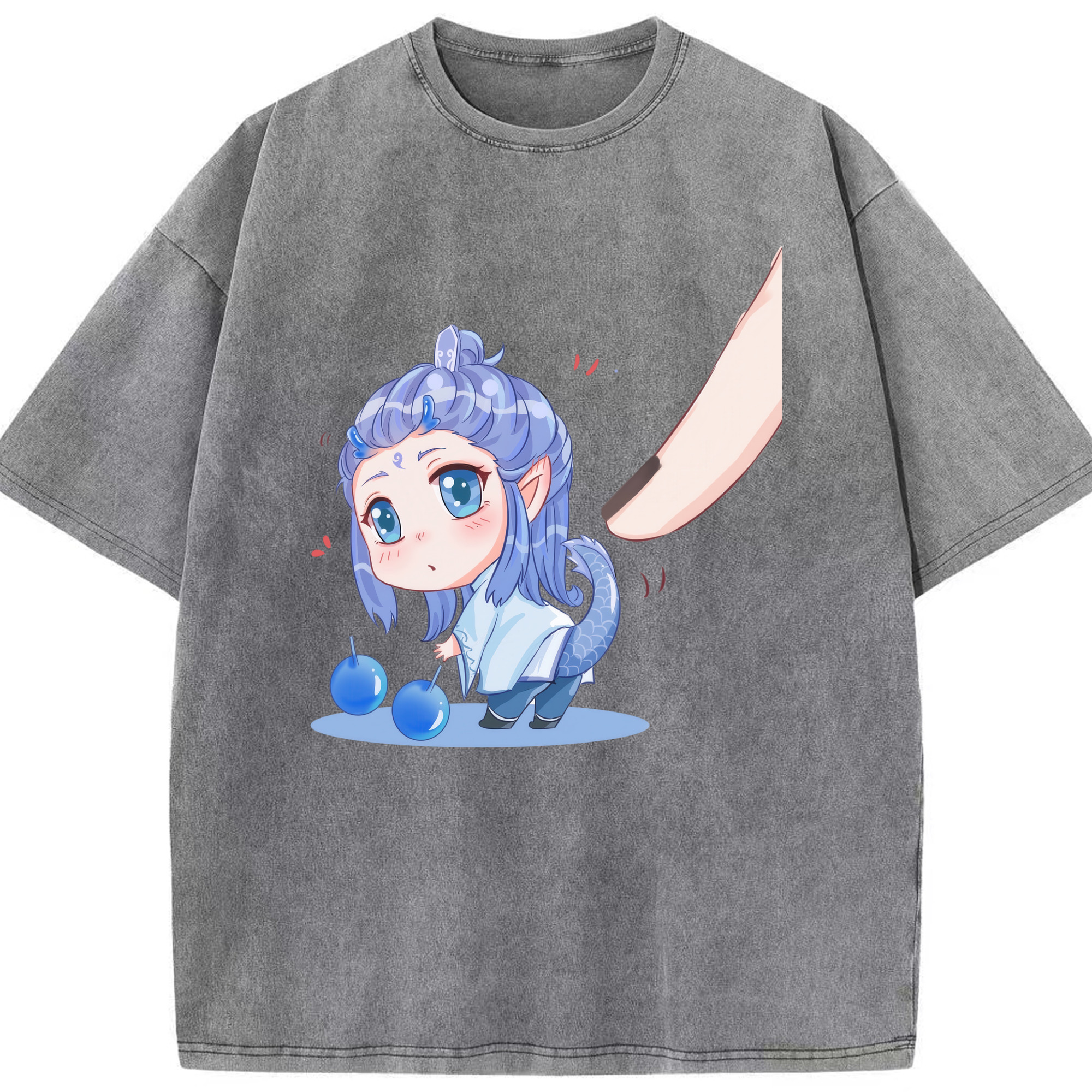 （画像用） Ne Zha 2 ナタ 魔童の大暴れ 綿100% ヴィンテージ風 半袖Tシャツ（フロントプリント）