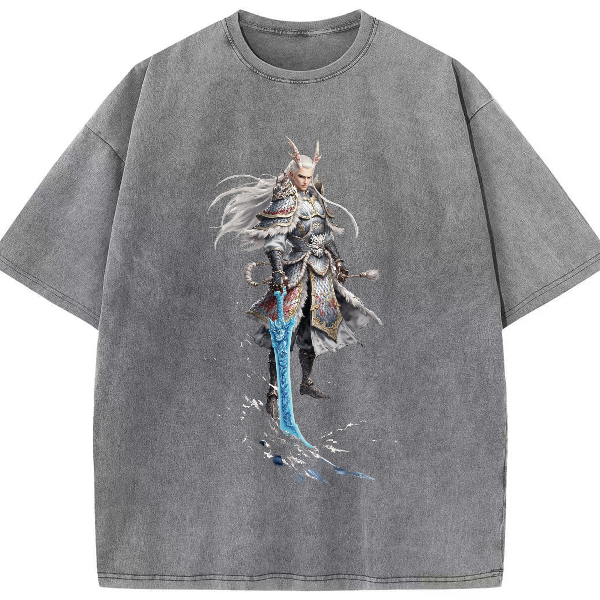 （画像用） Ne Zha 2 ナタ 魔童の大暴れ 綿100% ヴィンテージ風 半袖Tシャツ（フロントプリント）