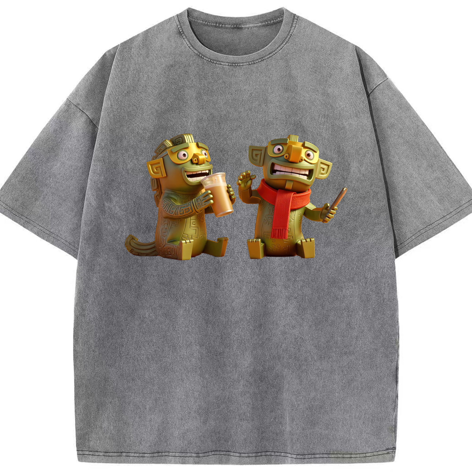（画像用） Ne Zha 2 ナタ 魔童の大暴れ 綿100% ヴィンテージ風 半袖Tシャツ（フロントプリント）
