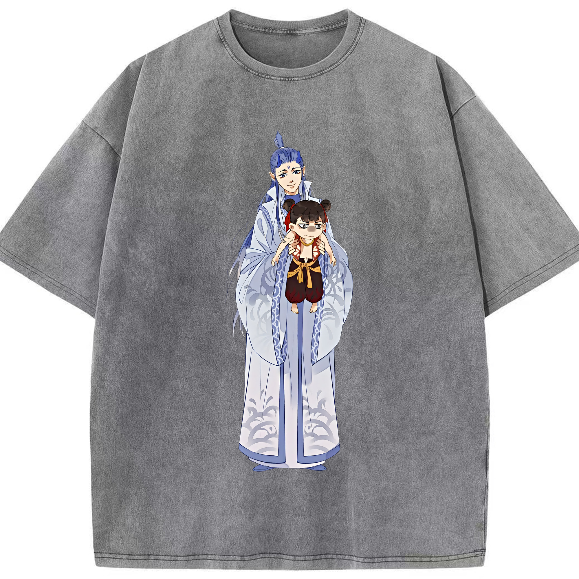 （画像用） Ne Zha 2 ナタ 魔童の大暴れ 綿100% ヴィンテージ風 半袖Tシャツ（フロントプリント）