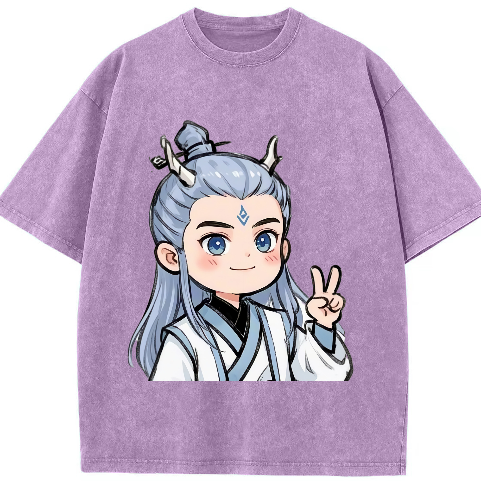 （画像用） Ne Zha 2 ナタ 魔童の大暴れ 綿100% ヴィンテージ風 半袖Tシャツ（フロントプリント）