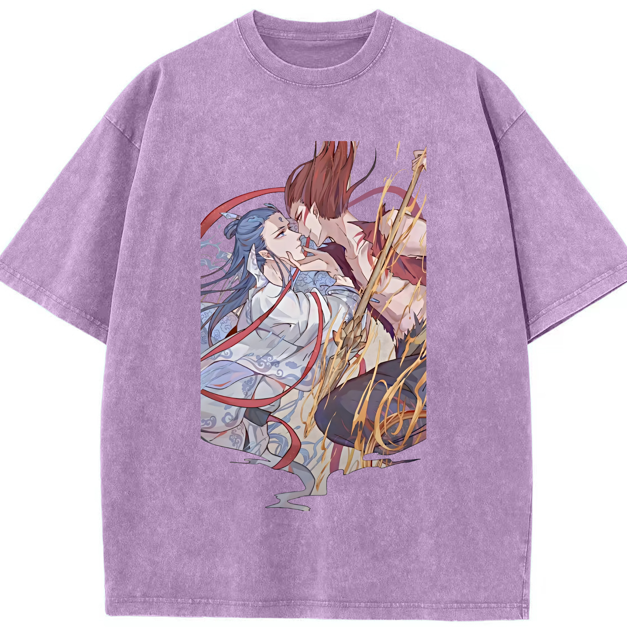 （画像用） Ne Zha 2 ナタ 魔童の大暴れ 綿100% ヴィンテージ風 半袖Tシャツ（フロントプリント）