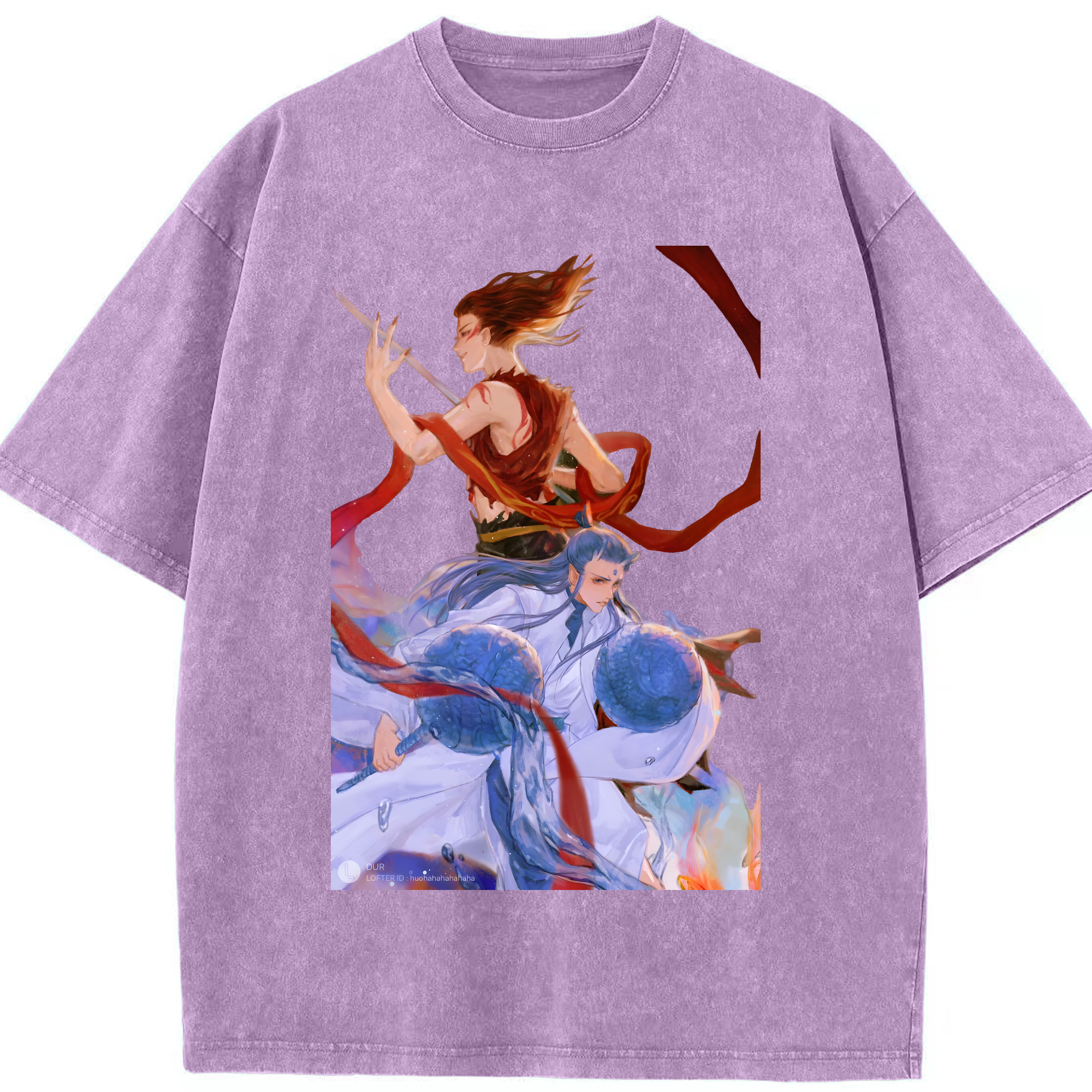 （画像用） Ne Zha 2 ナタ 魔童の大暴れ 綿100% ヴィンテージ風 半袖Tシャツ（フロントプリント）