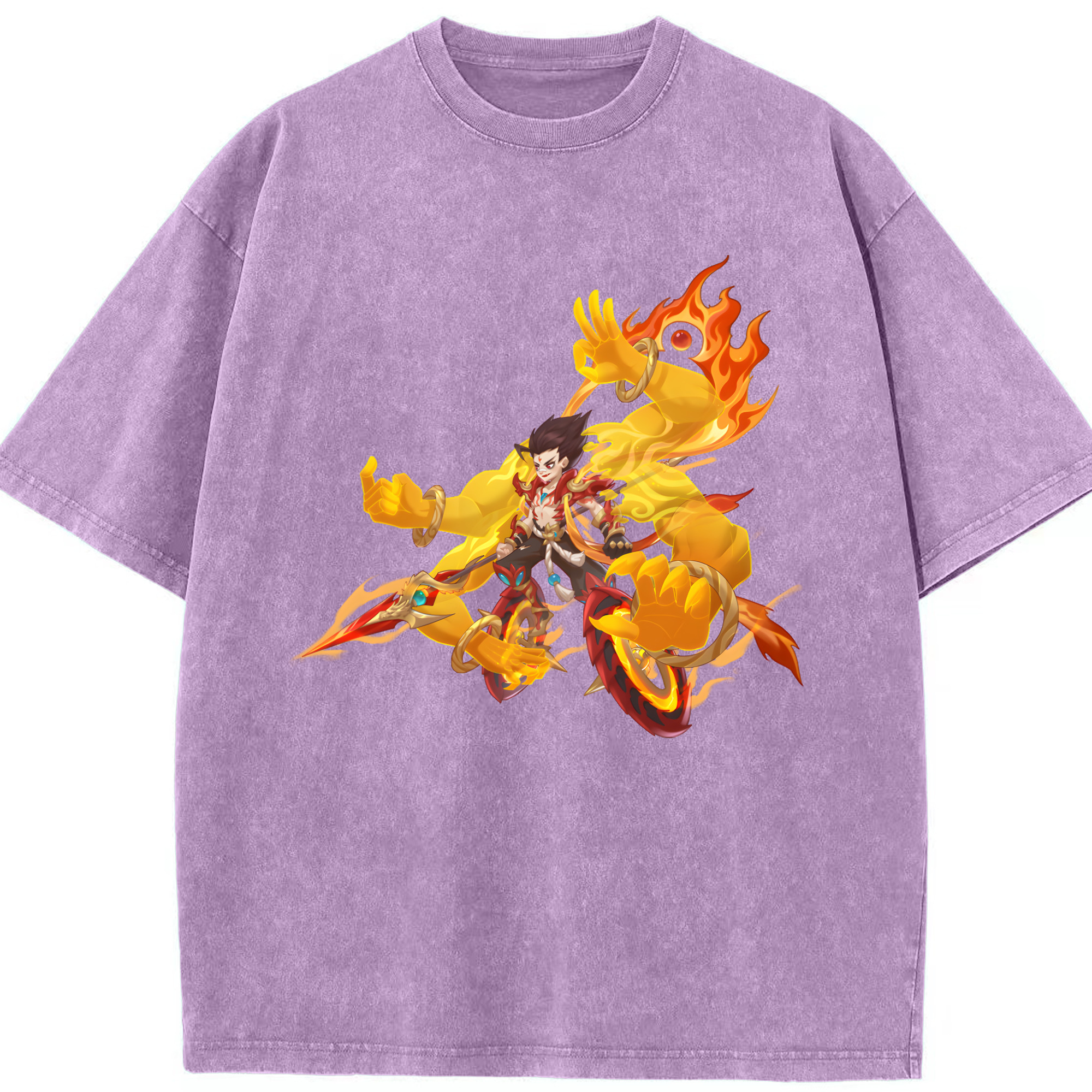 （画像用） Ne Zha 2 ナタ 魔童の大暴れ 綿100% ヴィンテージ風 半袖Tシャツ（フロントプリント）