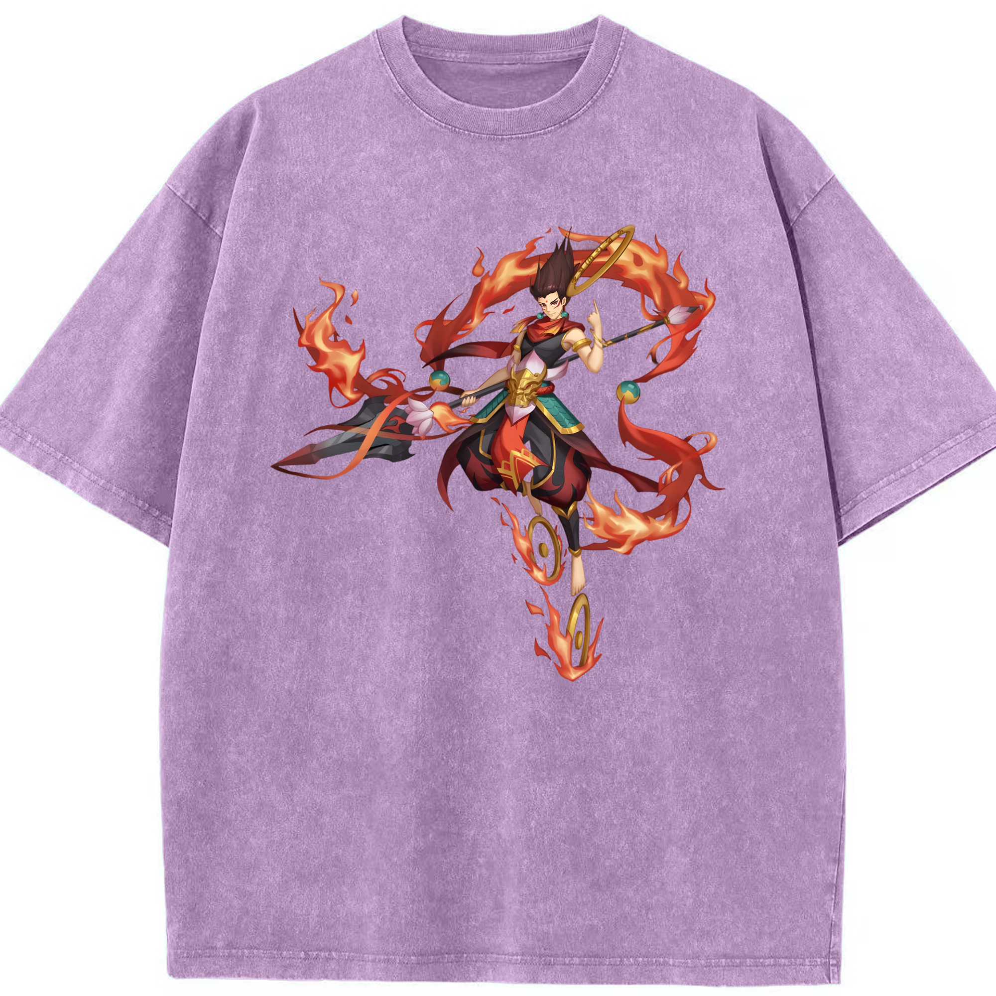 （画像用） Ne Zha 2 ナタ 魔童の大暴れ 綿100% ヴィンテージ風 半袖Tシャツ（フロントプリント）