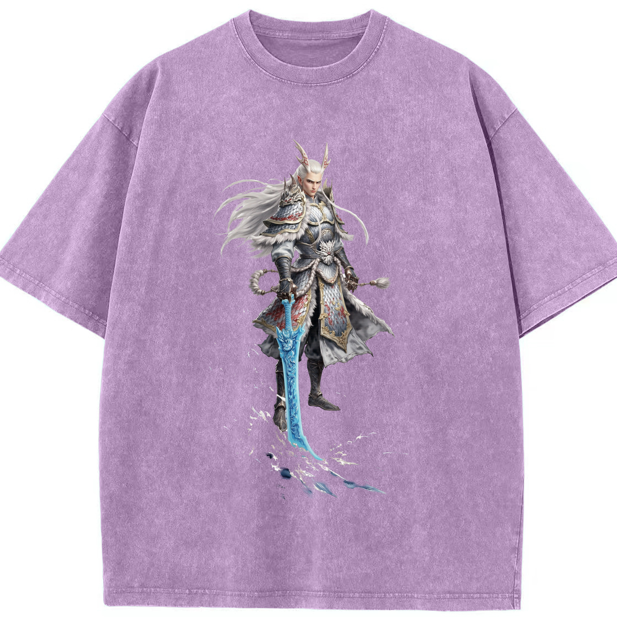 （画像用） Ne Zha 2 ナタ 魔童の大暴れ 綿100% ヴィンテージ風 半袖Tシャツ（フロントプリント）