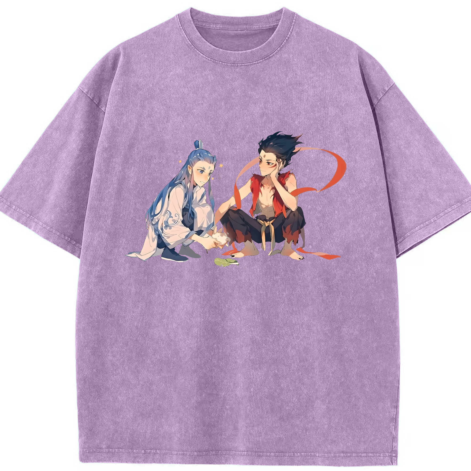 （画像用） Ne Zha 2 ナタ 魔童の大暴れ 綿100% ヴィンテージ風 半袖Tシャツ（フロントプリント）