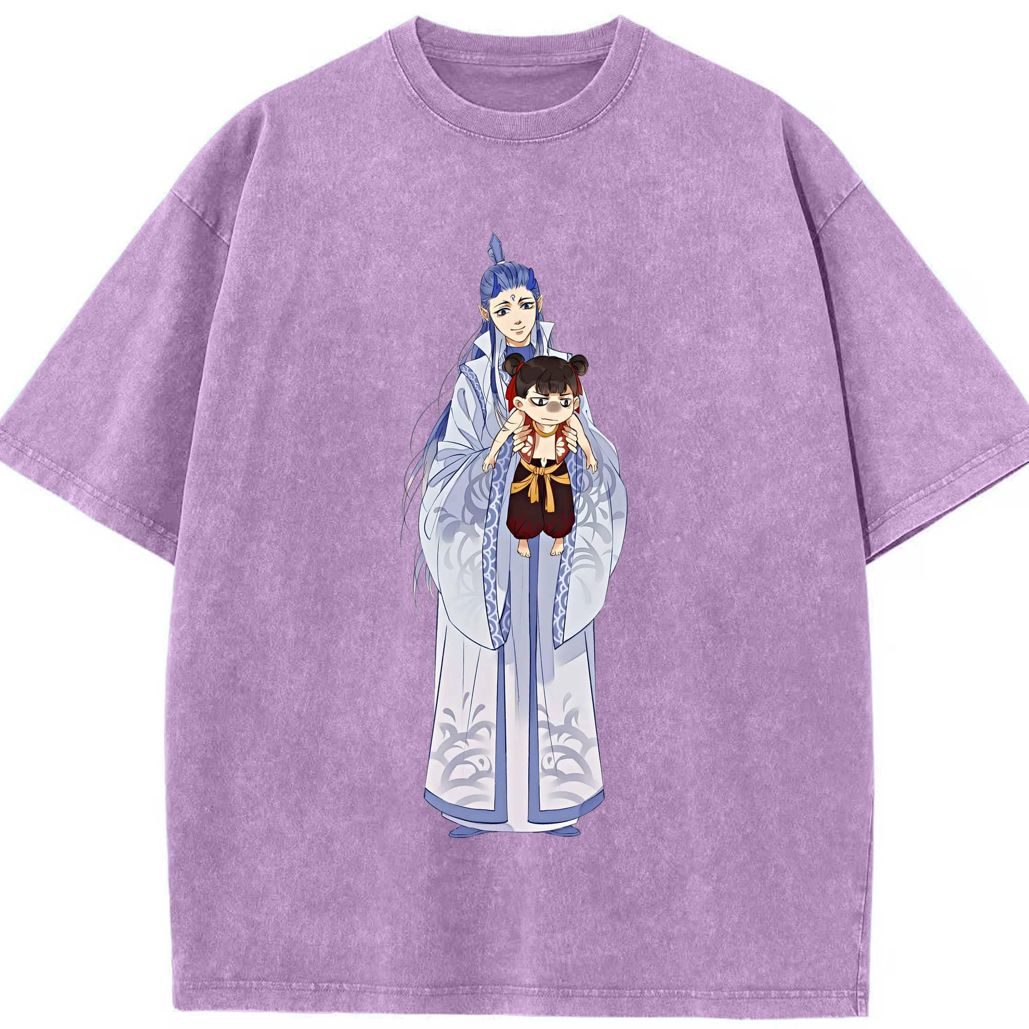 （画像用） Ne Zha 2 ナタ 魔童の大暴れ 綿100% ヴィンテージ風 半袖Tシャツ（フロントプリント）